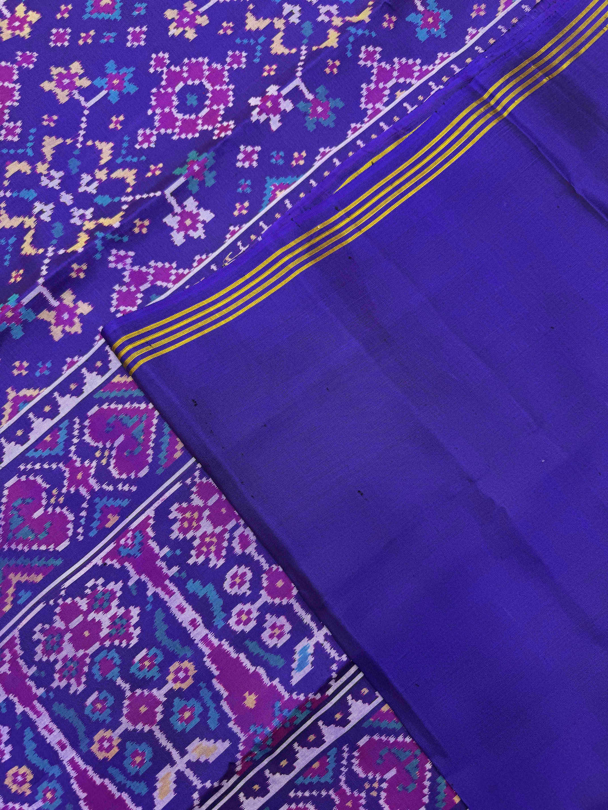 Purple Navratan Single Ikat Patan Patola Saree