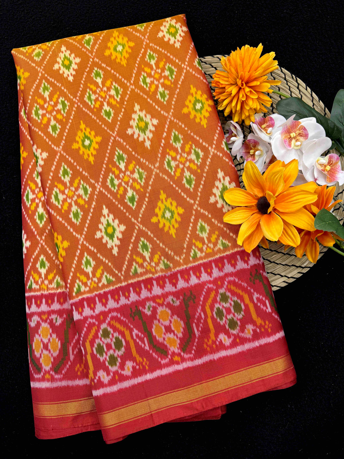 Red & Golden Panchanda Rajkot Patola Saree