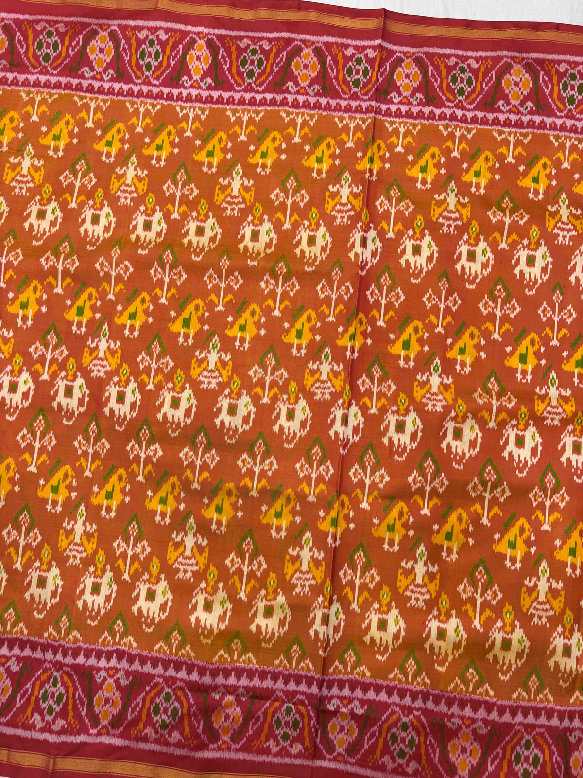 Maroon & Rust Yellow Small Narikunj Rajkot Patola Saree