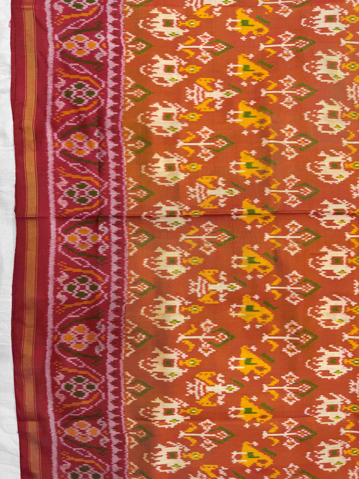 Maroon & Rust Yellow Small Narikunj Rajkot Patola Saree