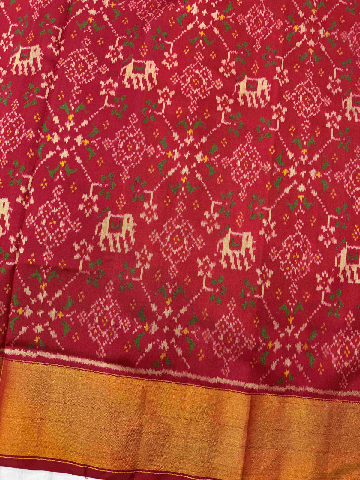 Red Navrata Elephant Rajkot Patola Saree