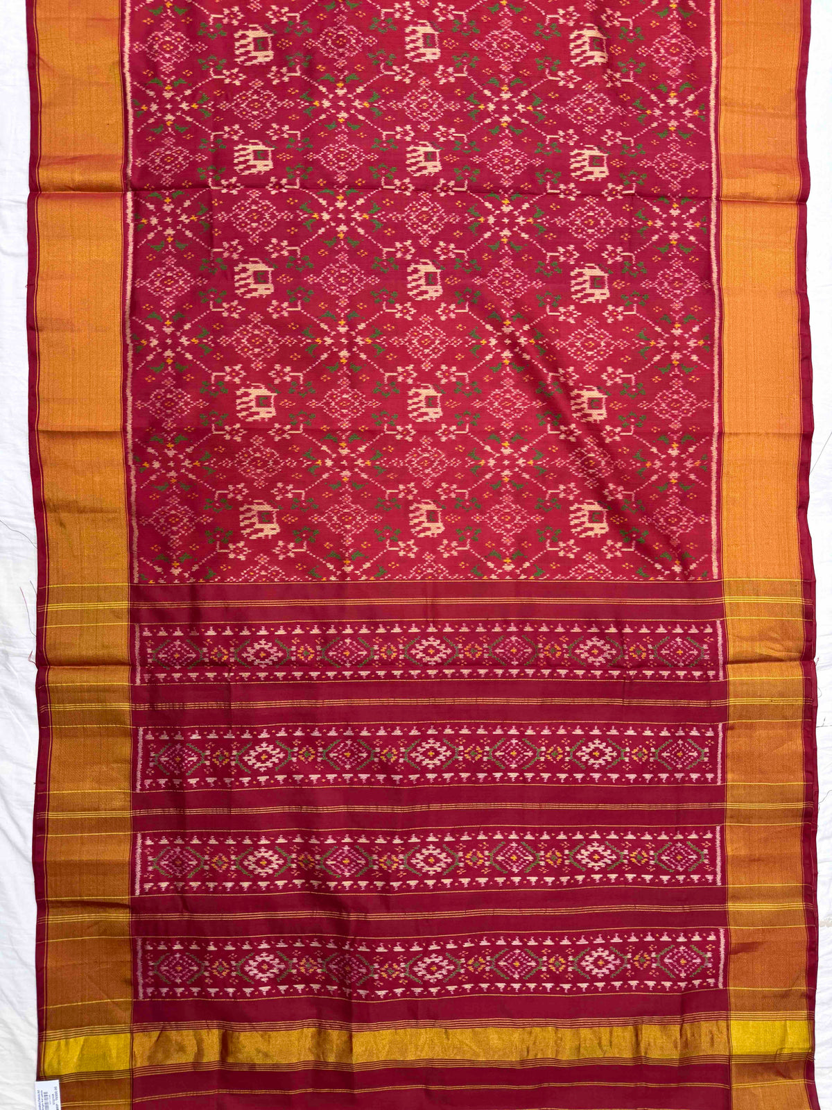 Red Navrata Elephant Rajkot Patola Saree