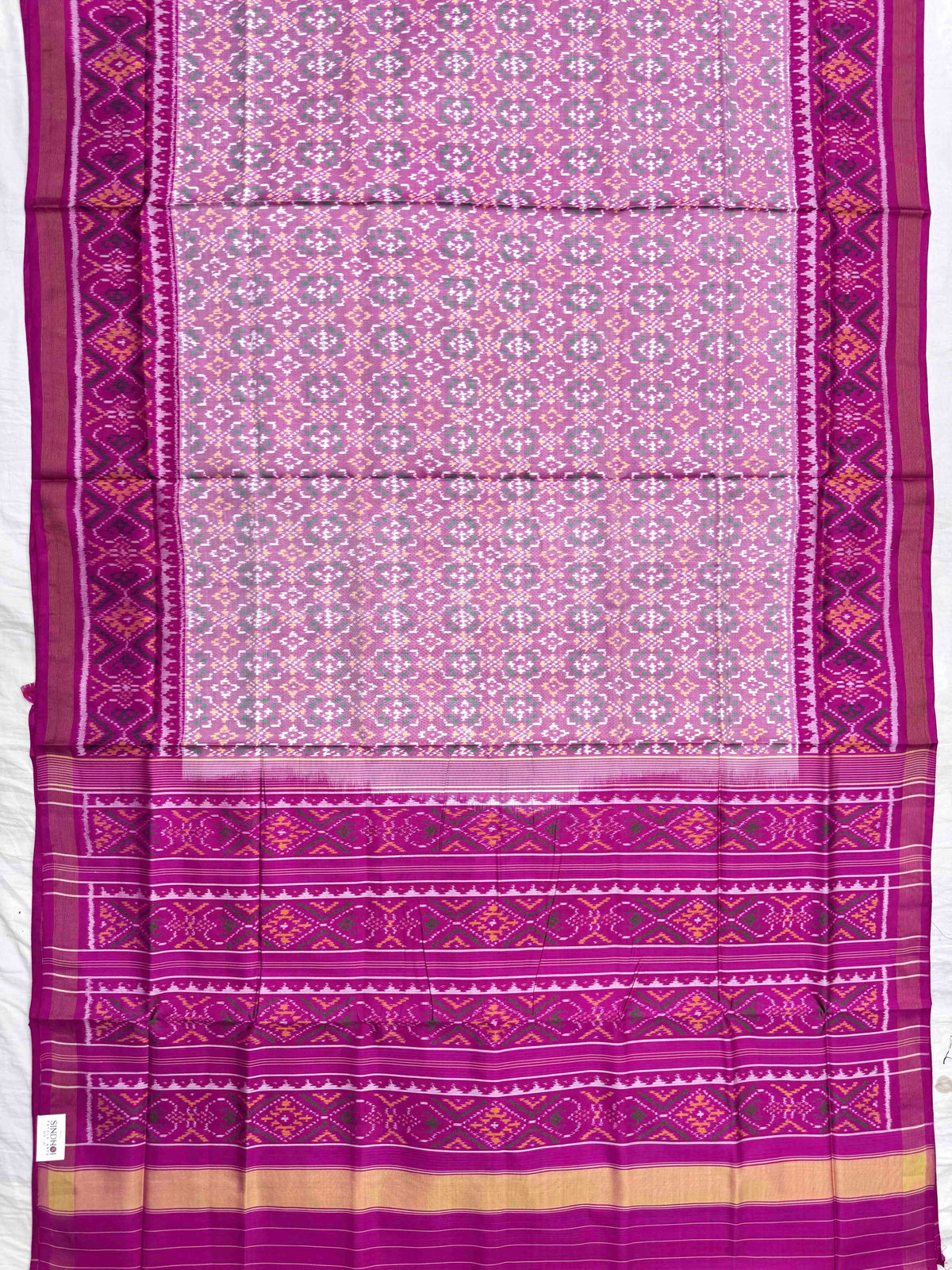 Pink & Light Pink Buttonful Rajkot Patola Saree