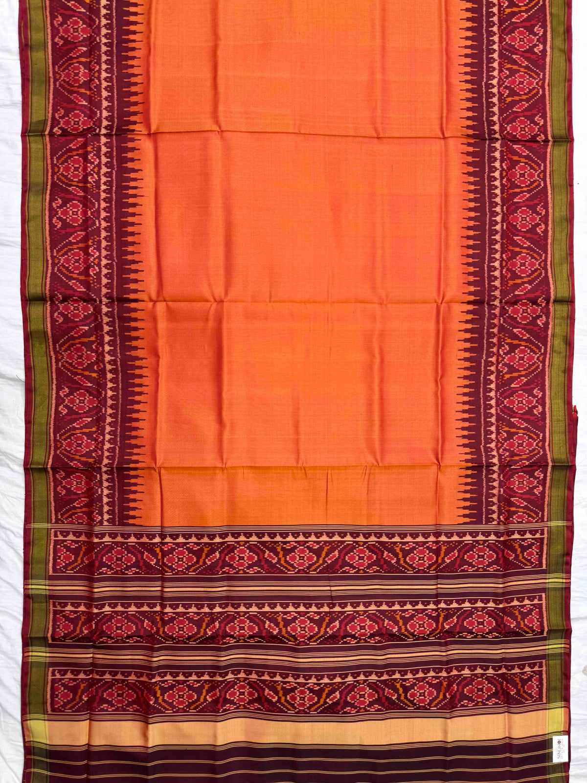 Maroon & Orange Plain Rajkot Patola Saree