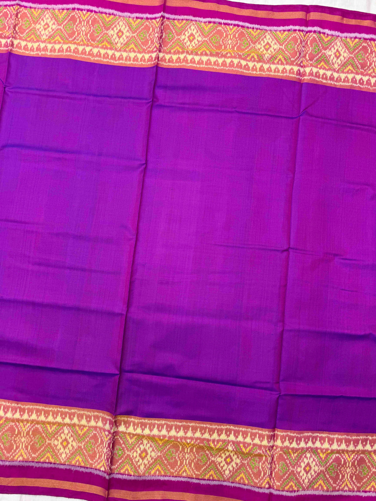 Magenta & Purple Plain Rajkot Patola Saree