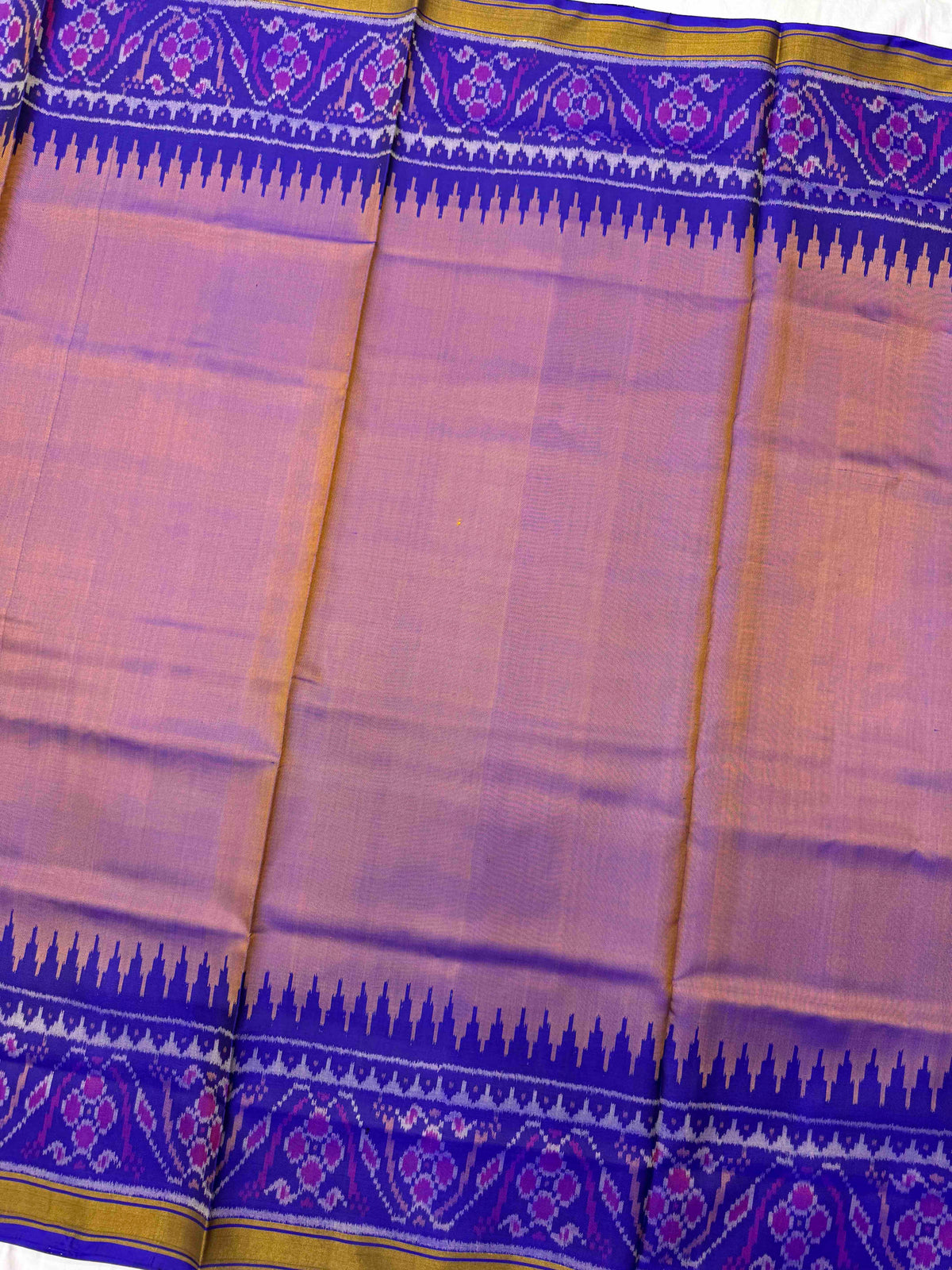 Blue & Onion Plain Rajkot Patola Saree