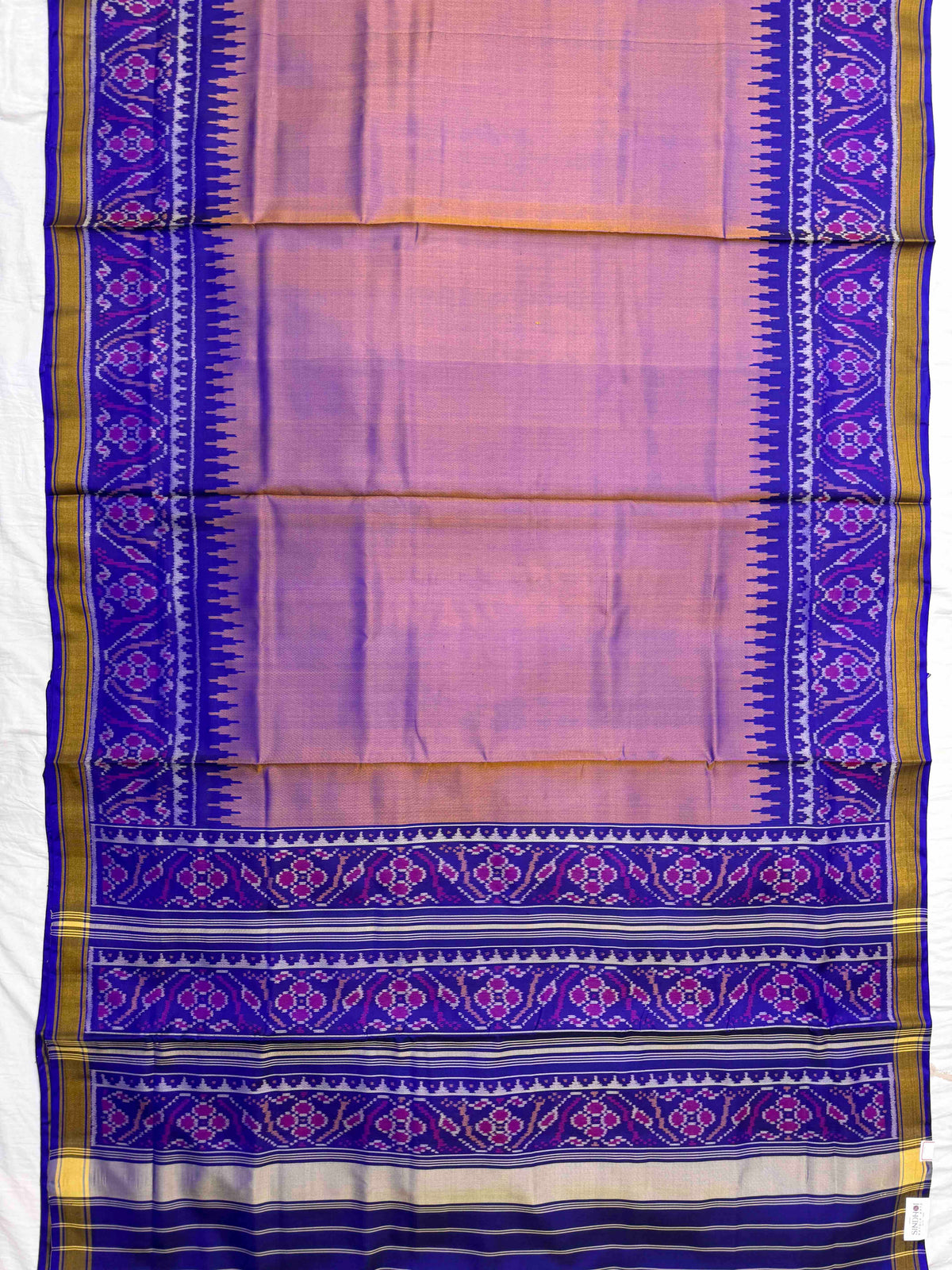 Blue & Onion Plain Rajkot Patola Saree