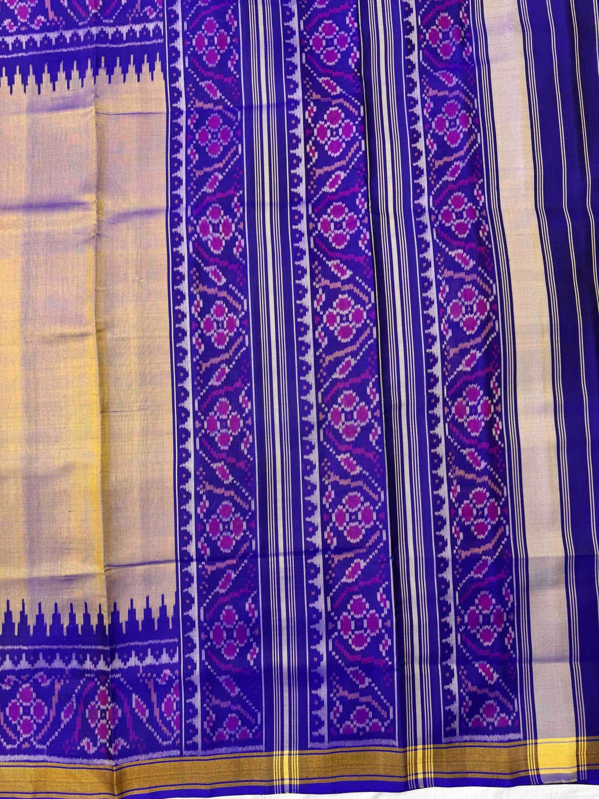 Blue & Dark Cream Rajkot Patola Saree