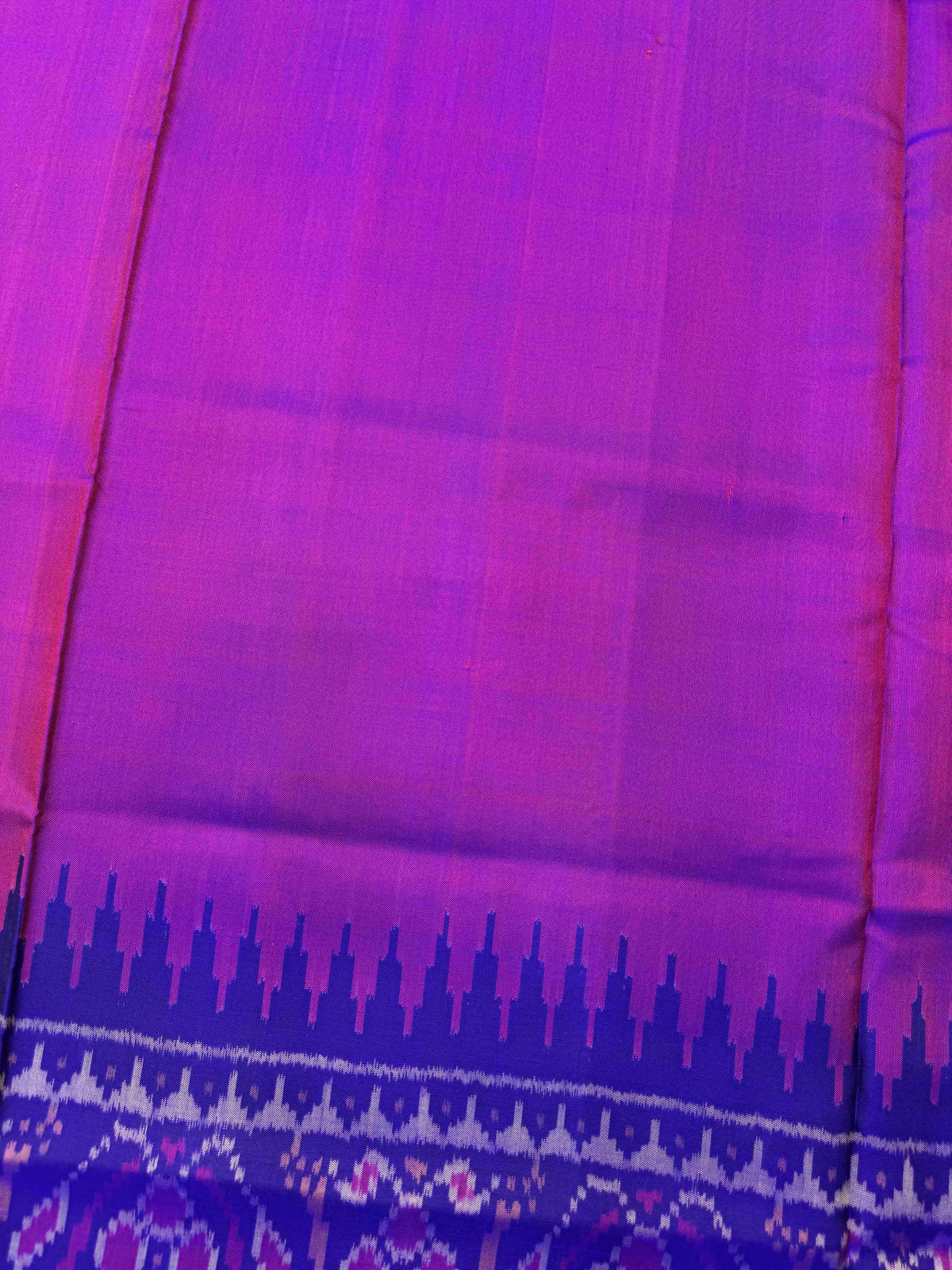 Blue & Pink Plain Rajkot Patola Saree