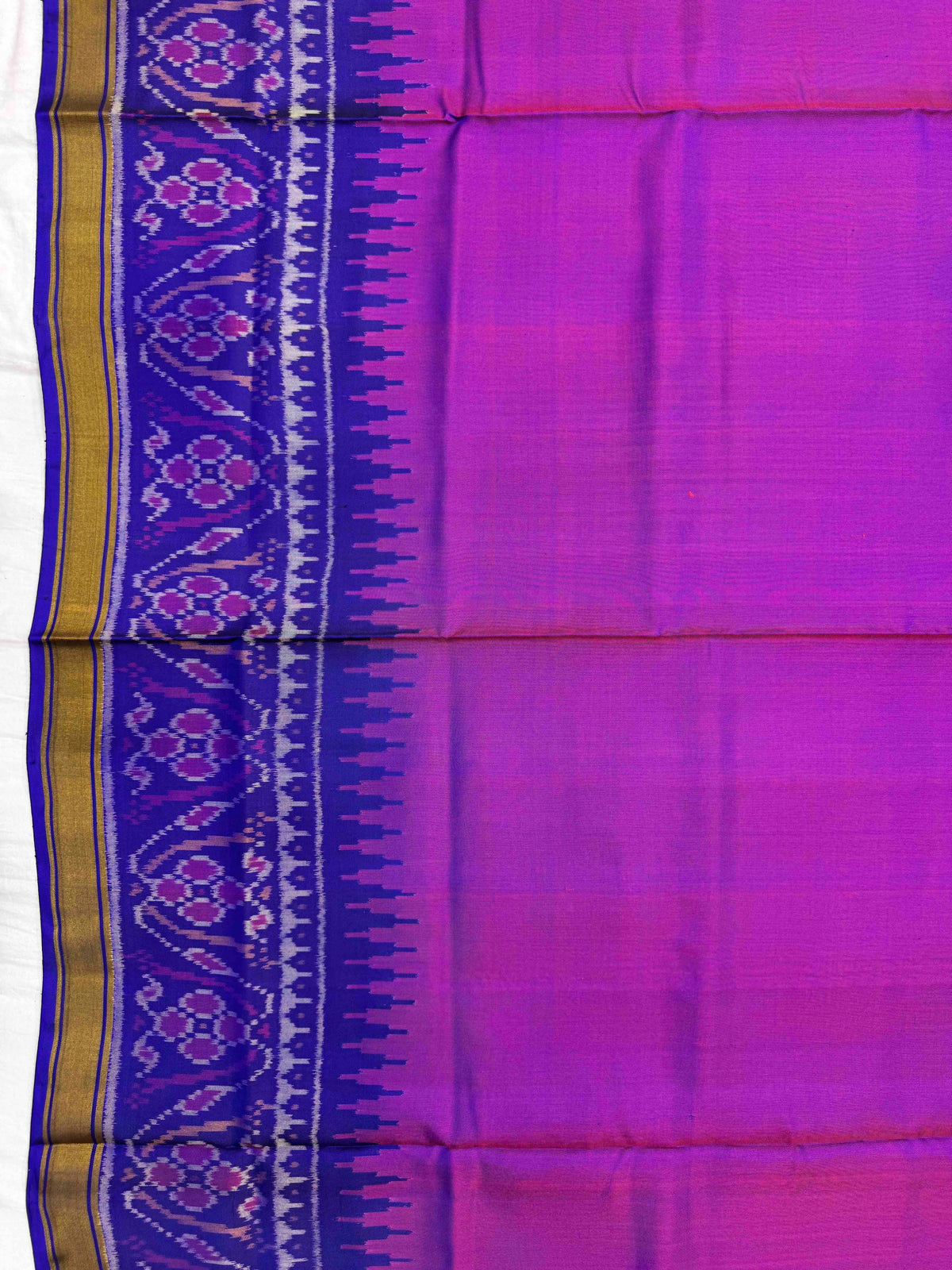 Blue & Pink Plain Rajkot Patola Saree