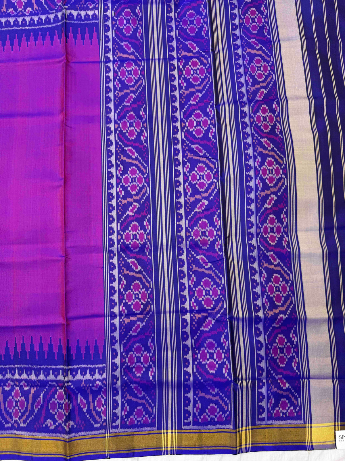 Blue & Pink Plain Rajkot Patola Saree