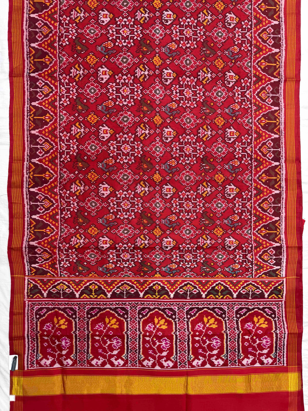Red Navratan Narikunj Single Ikat Patan Patola Saree