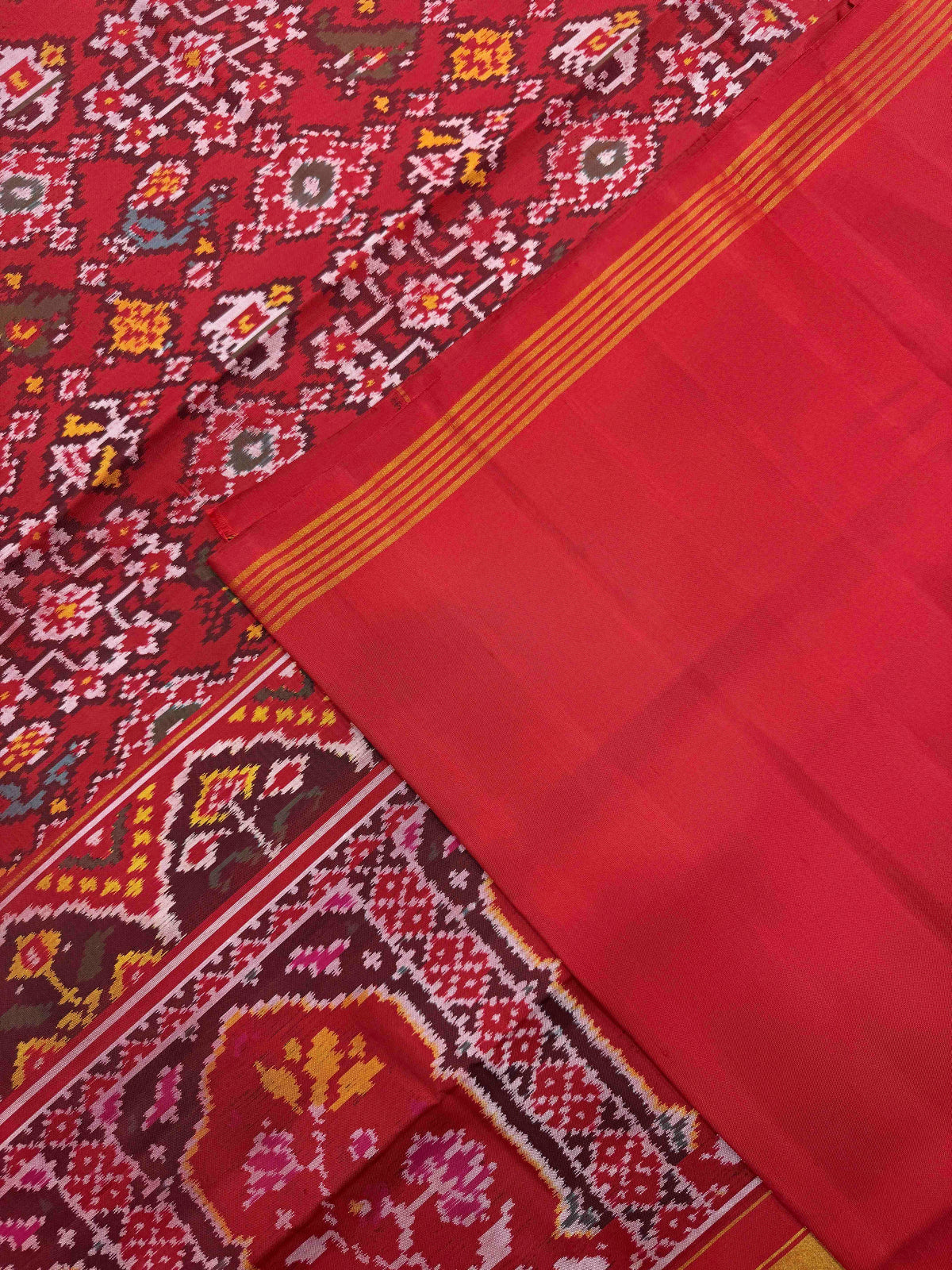 Red Navratan Narikunj Single Ikat Patan Patola Saree