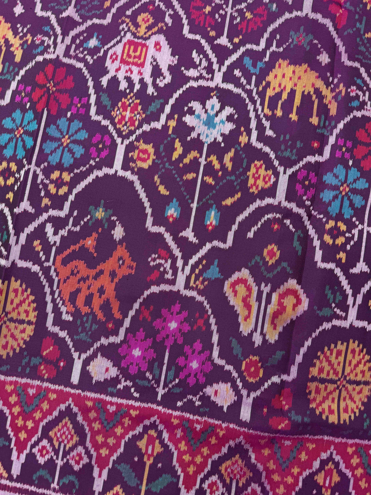Magenta & Purple Fancy Narikunj Single Ikat Patan Patola Saree