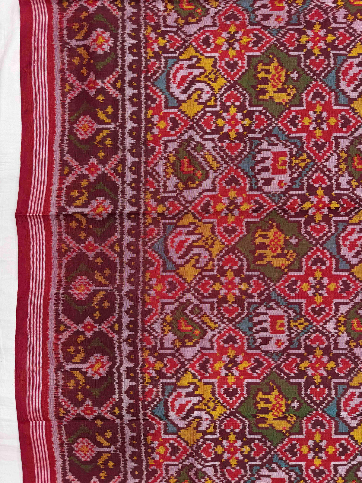 Red & Multicolor Small Star Narikunj Single Ikat Patan Patola Saree