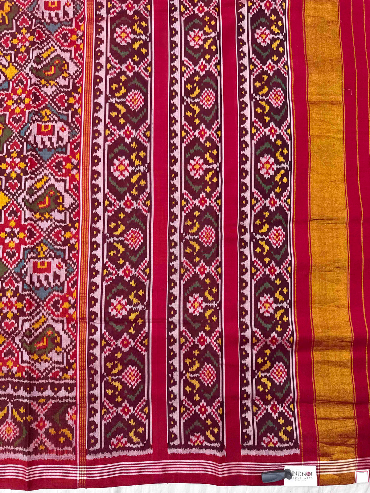 Red & Multicolor Small Star Narikunj Single Ikat Patan Patola Saree