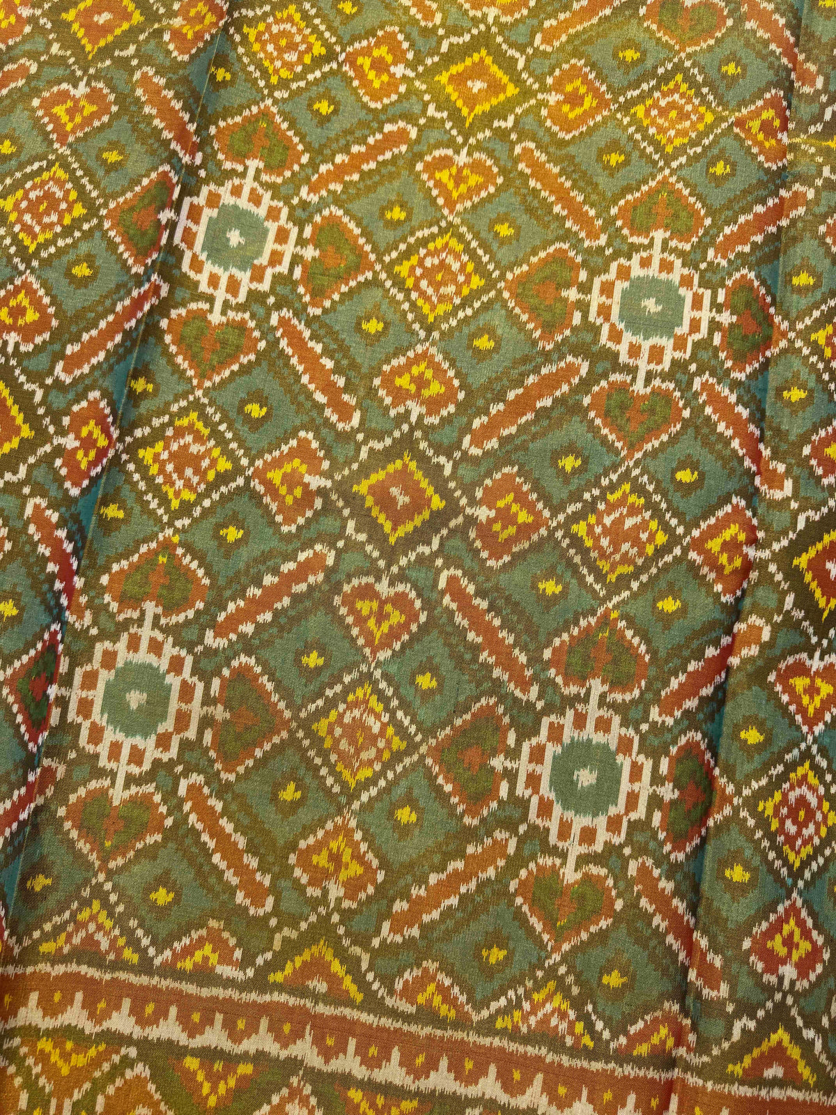 Maroon & Turquoise Manekchowk Tissue Patola Saree
