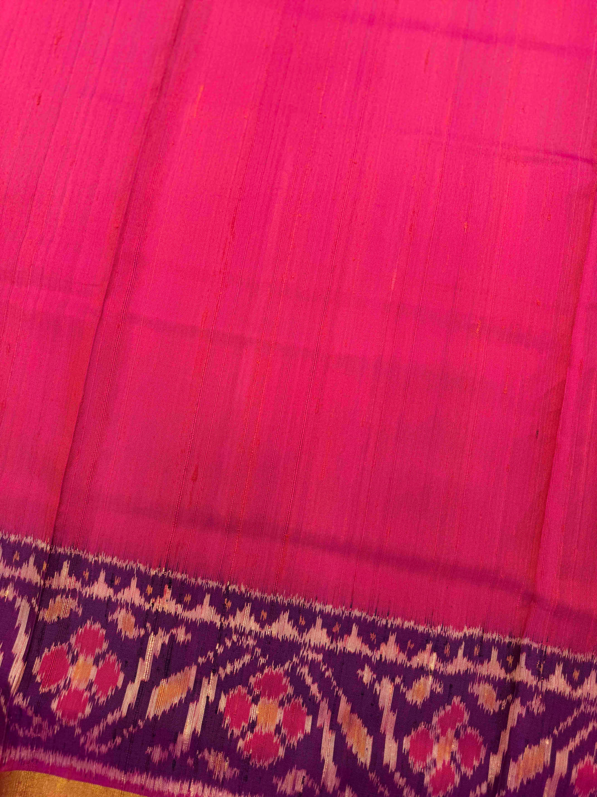 Magenta Pink Plain Raw Silk Rajkot Patola Saree