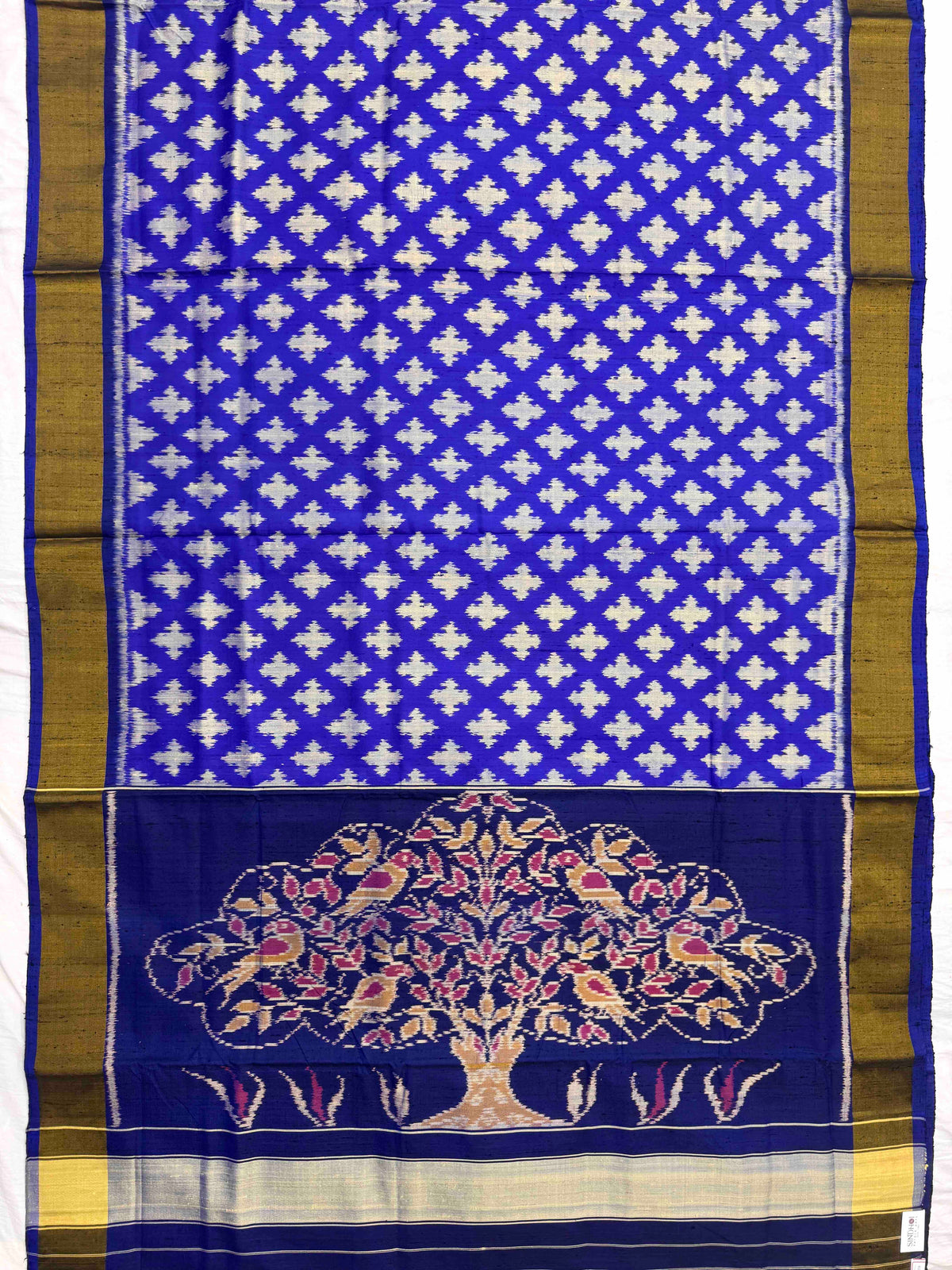 Blue Fancy Booty Raw Silk Rajkot Patola Saree