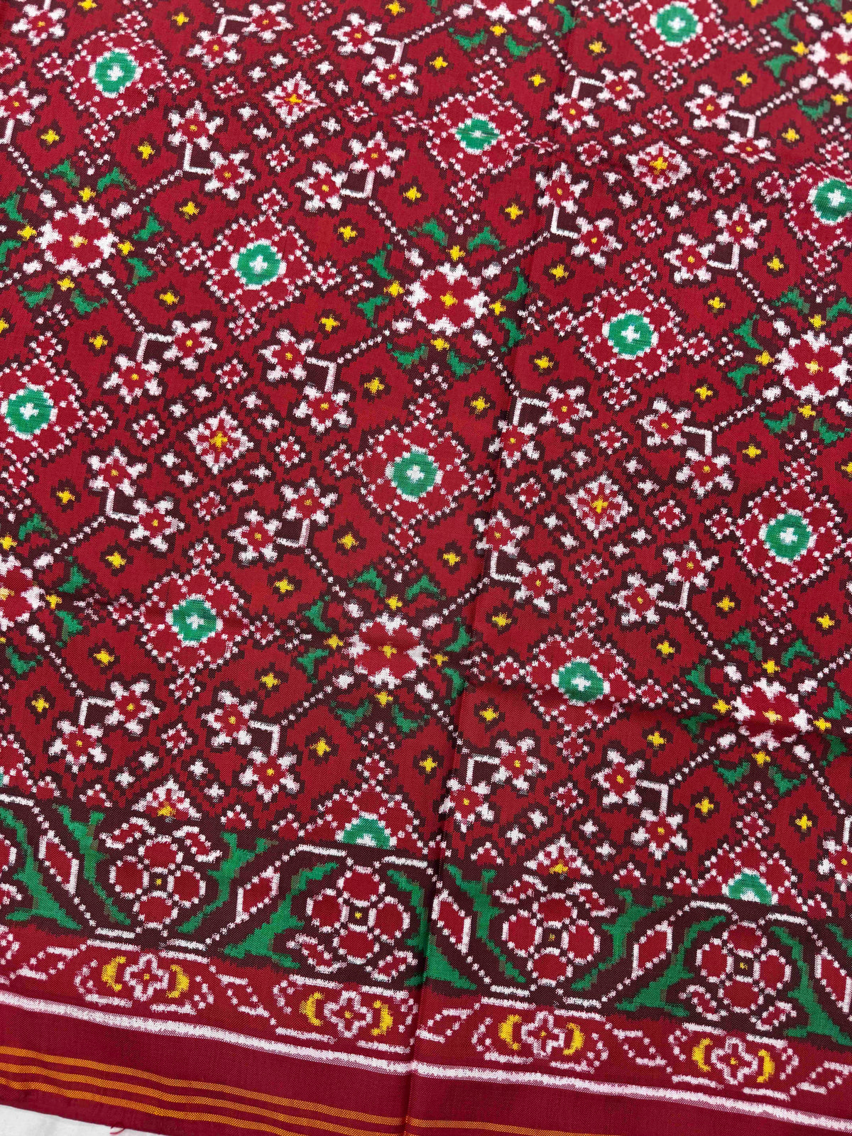 Red Navratan Double Ikat Patan Patola Saree