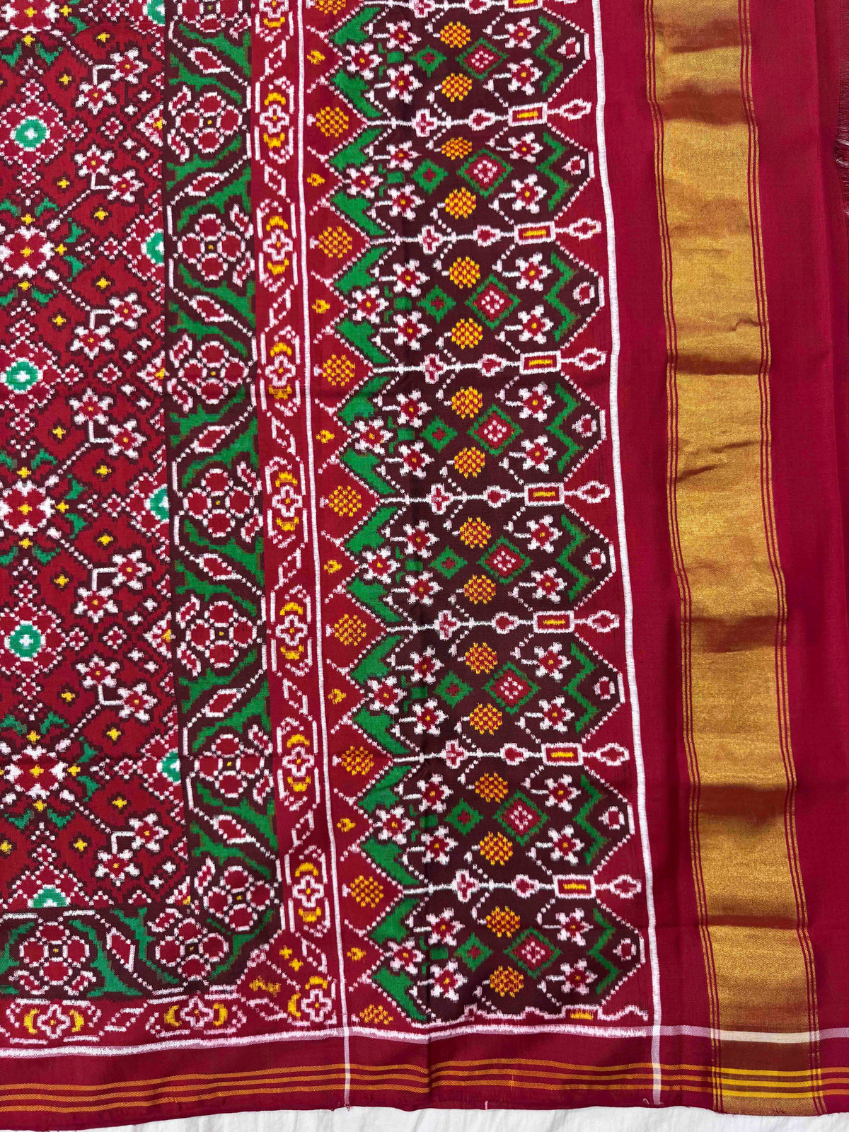 Red Navratan Double Ikat Patan Patola Saree