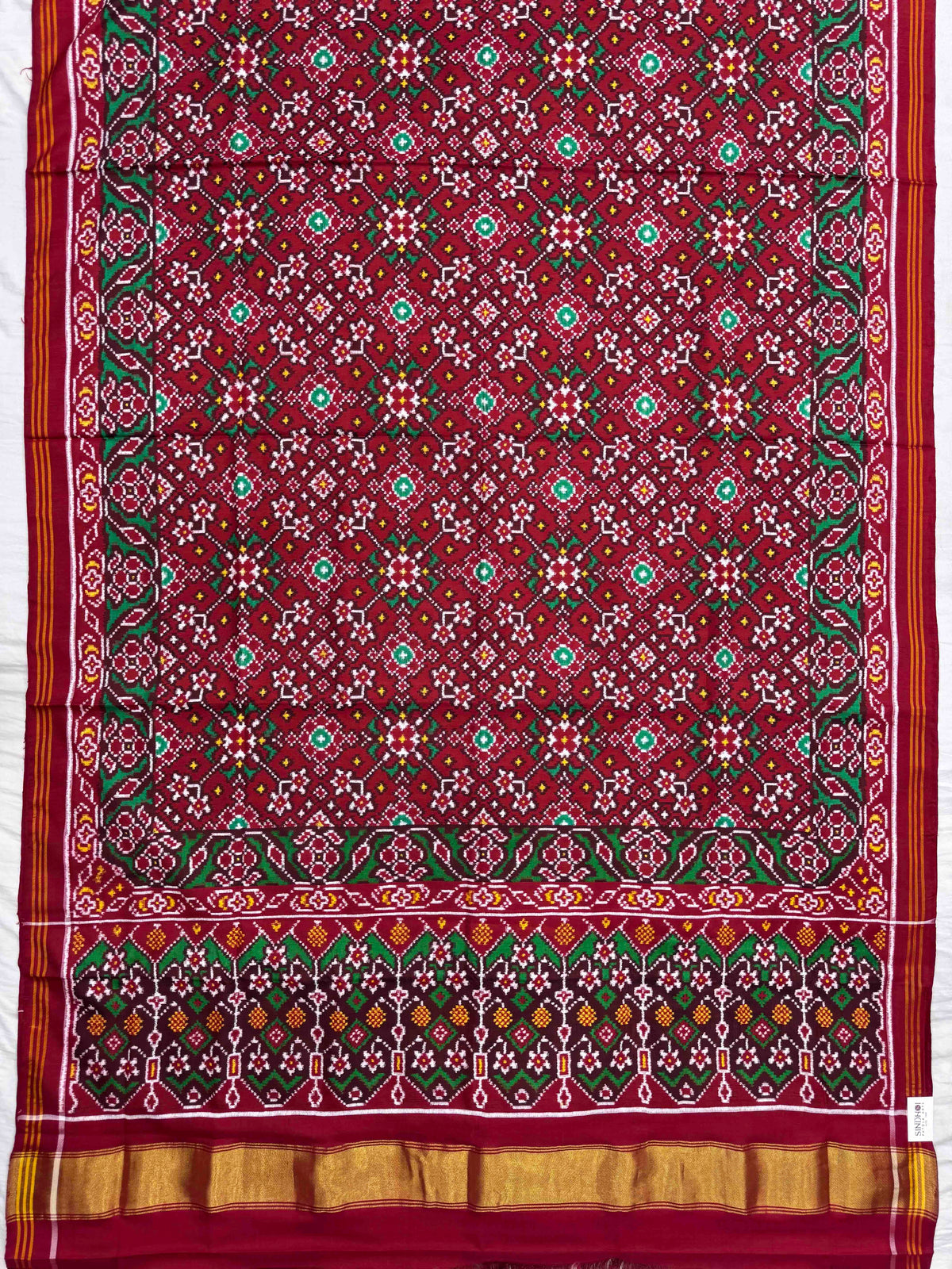 Red Navratan Double Ikat Patan Patola Saree