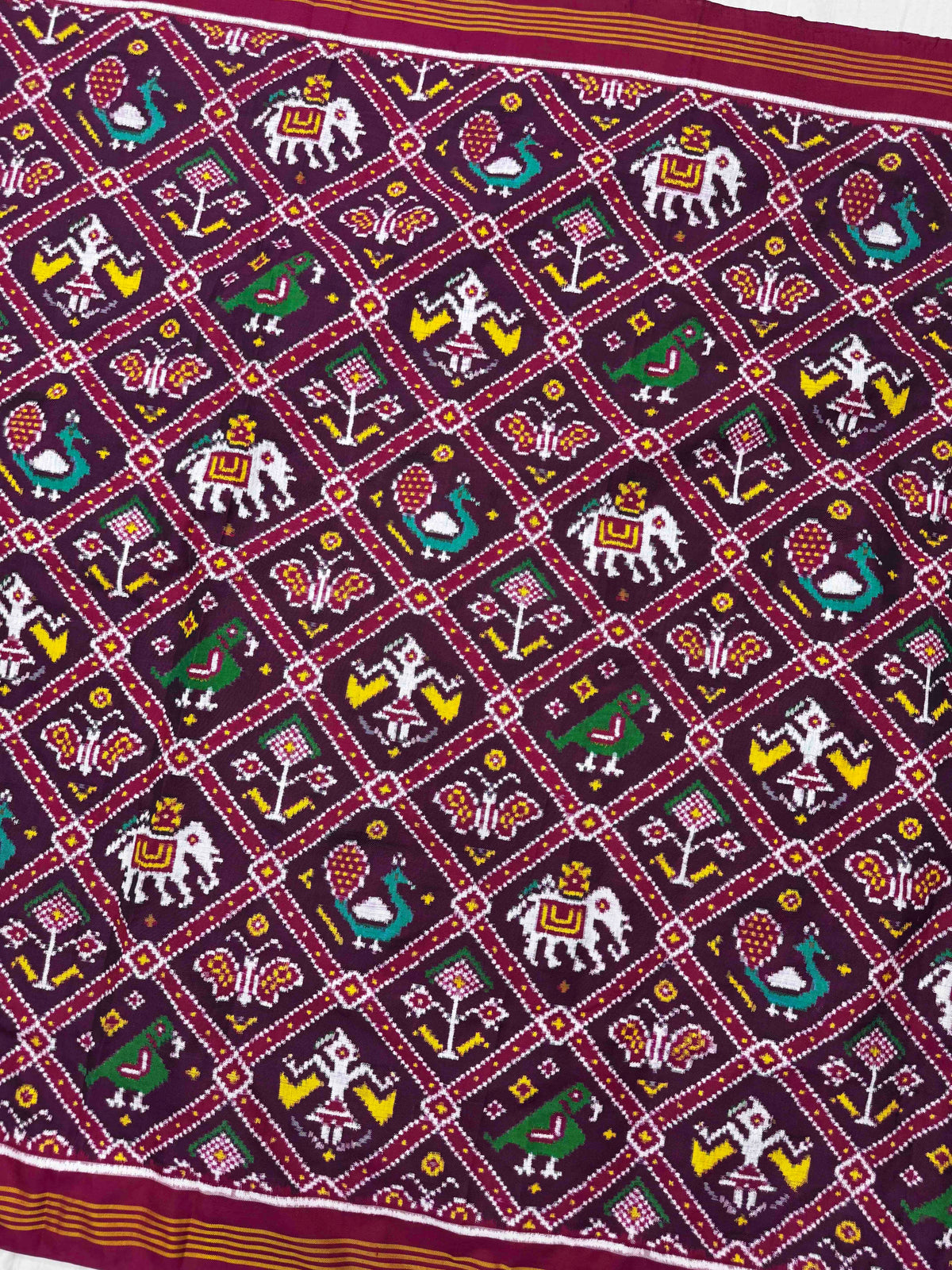 Dark Purple Narikunj Double Ikat Patan Patola Saree