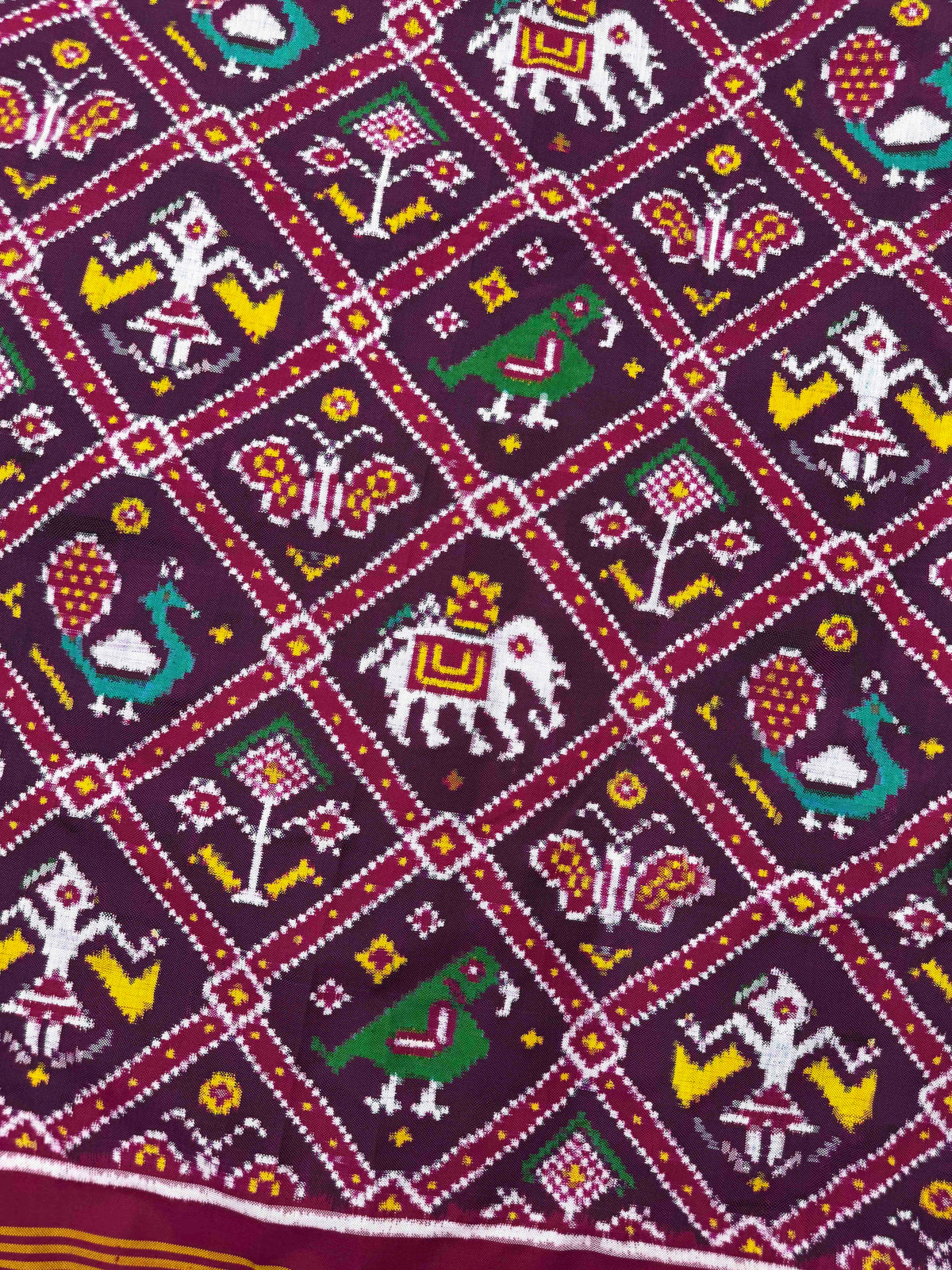 Dark Purple Narikunj Double Ikat Patan Patola Saree