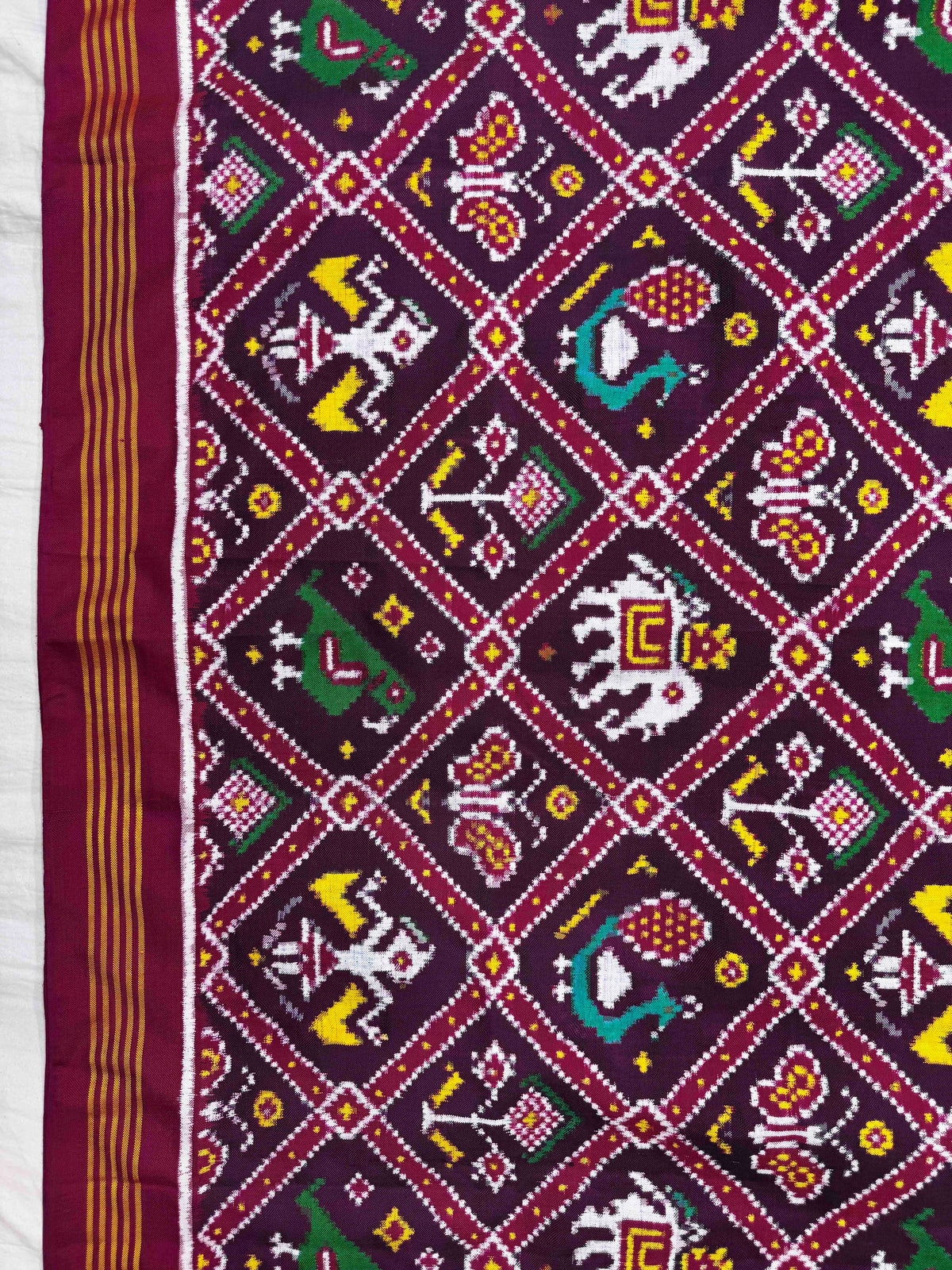 Dark Purple Narikunj Double Ikat Patan Patola Saree