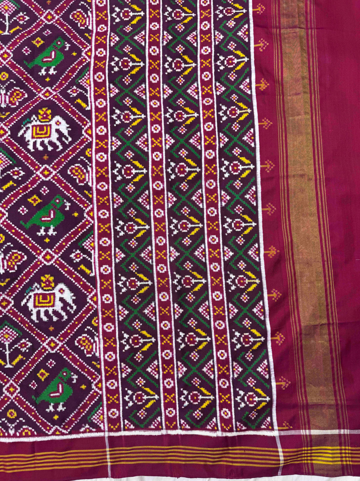 Dark Purple Narikunj Double Ikat Patan Patola Saree