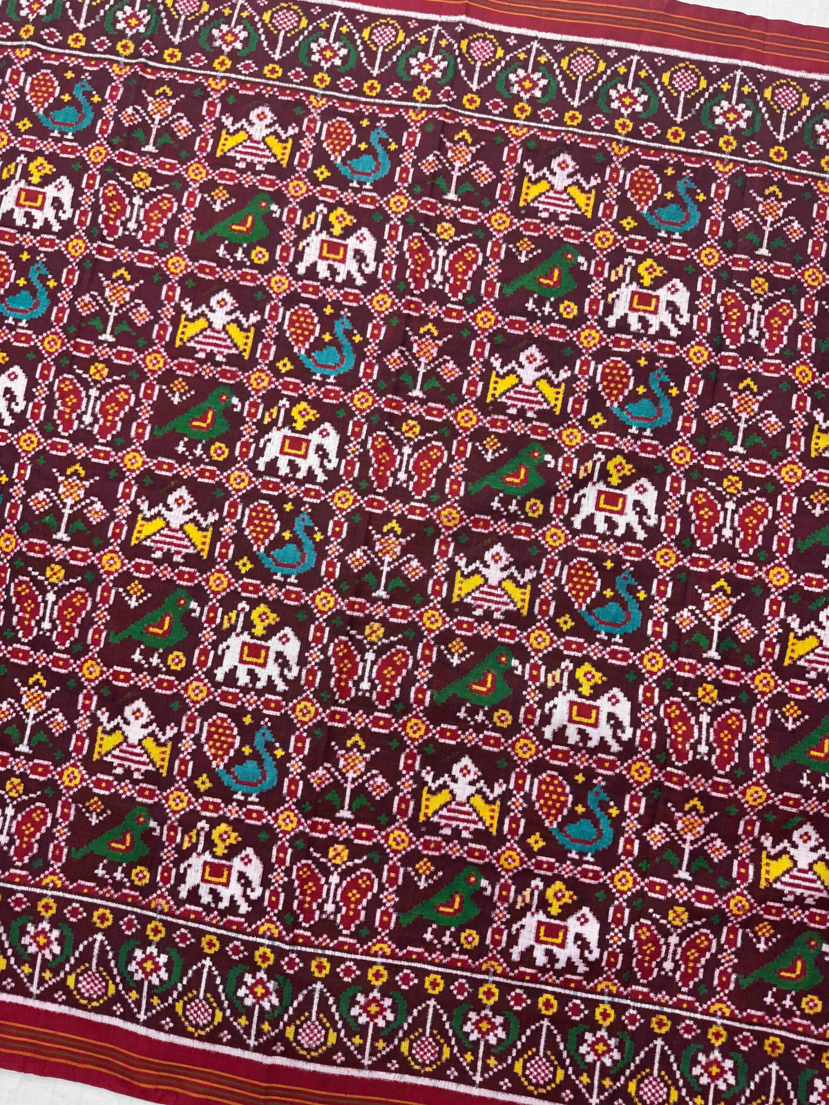 Red & Maroon Narikunj Double Ikat Patan Patola Saree