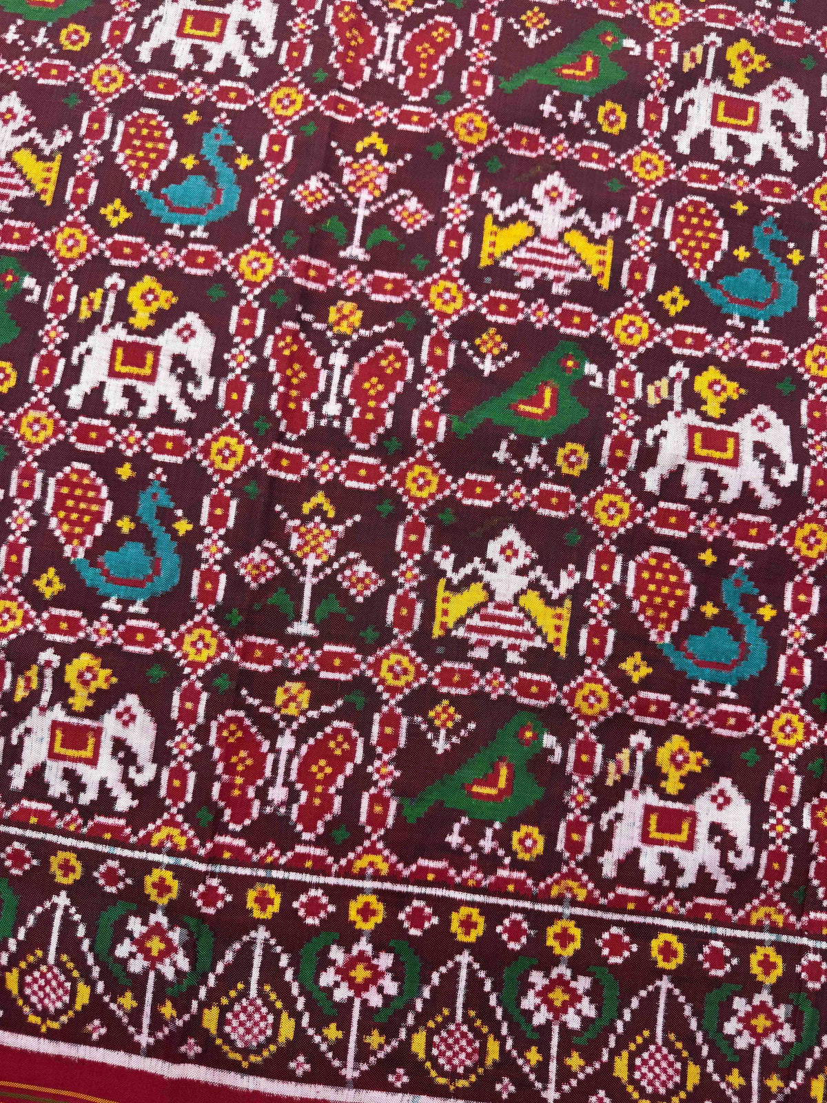 Red & Maroon Narikunj Double Ikat Patan Patola Saree