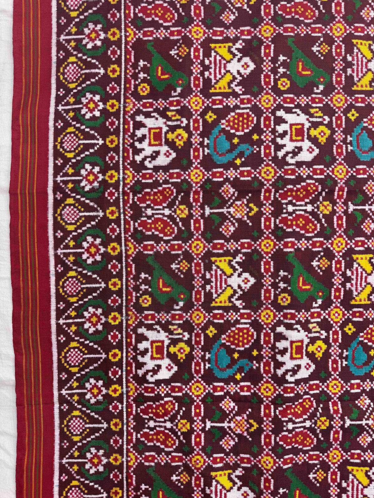 Red & Maroon Narikunj Double Ikat Patan Patola Saree