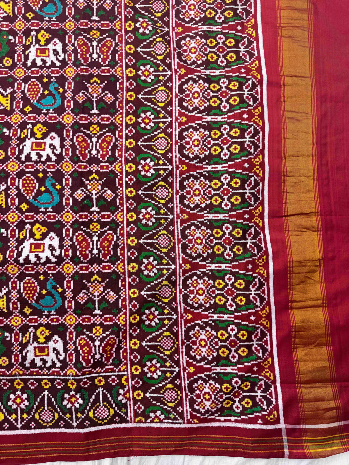 Red & Maroon Narikunj Double Ikat Patan Patola Saree