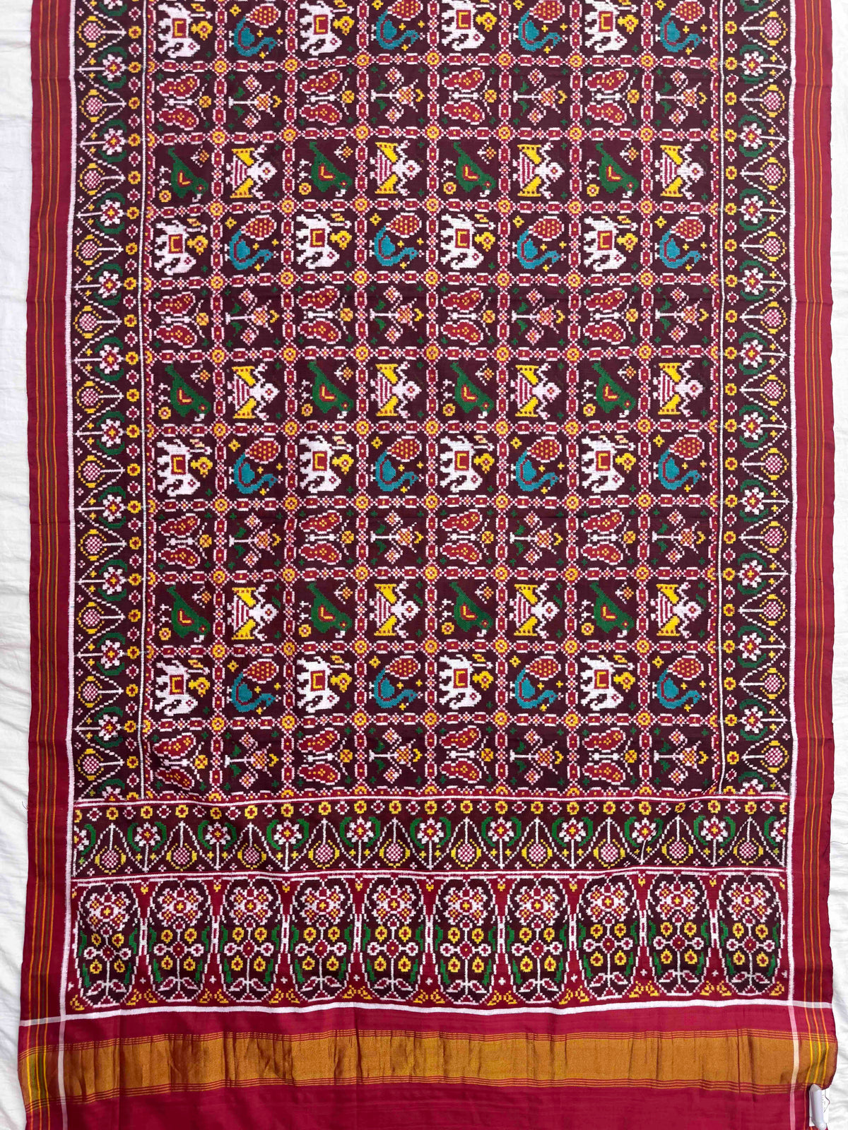 Red & Maroon Narikunj Double Ikat Patan Patola Saree