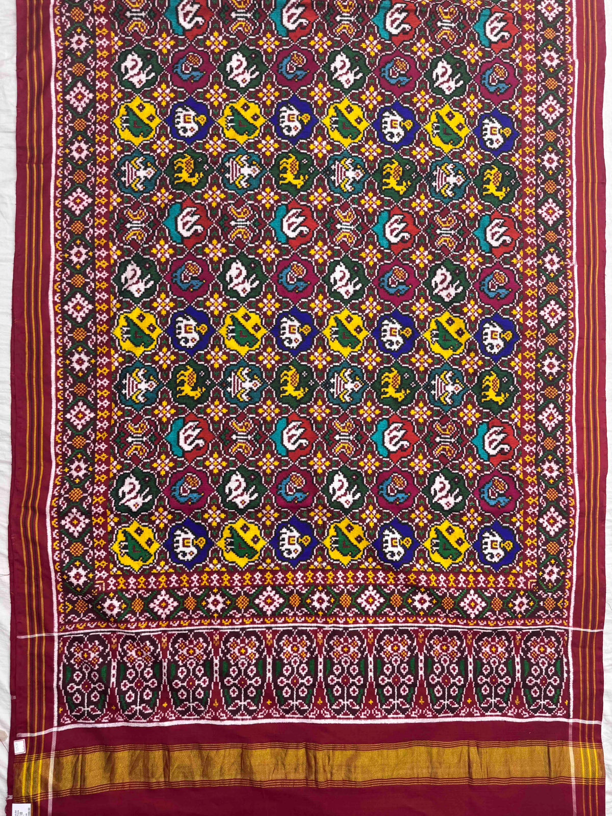 Red & Multicolour Small Narikunj Circle Double Ikat Patan Patola Saree