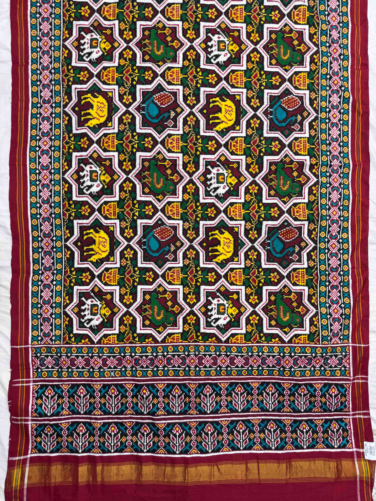 Red & Maroon Narikunj Star Double Ikat Patan Patola Saree