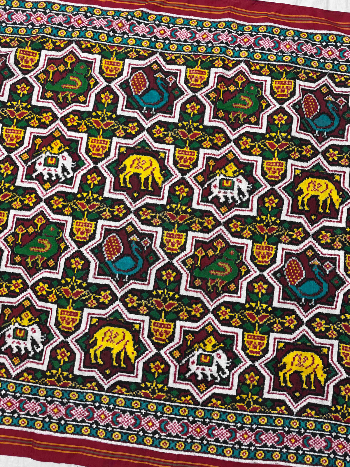 Red & Maroon Narikunj Star Double Ikat Patan Patola Saree