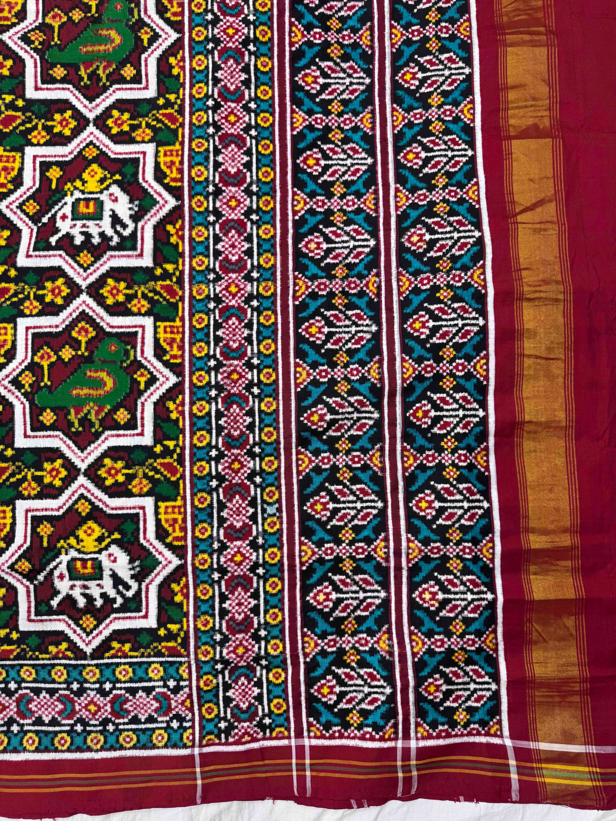 Red & Maroon Narikunj Star Double Ikat Patan Patola Saree