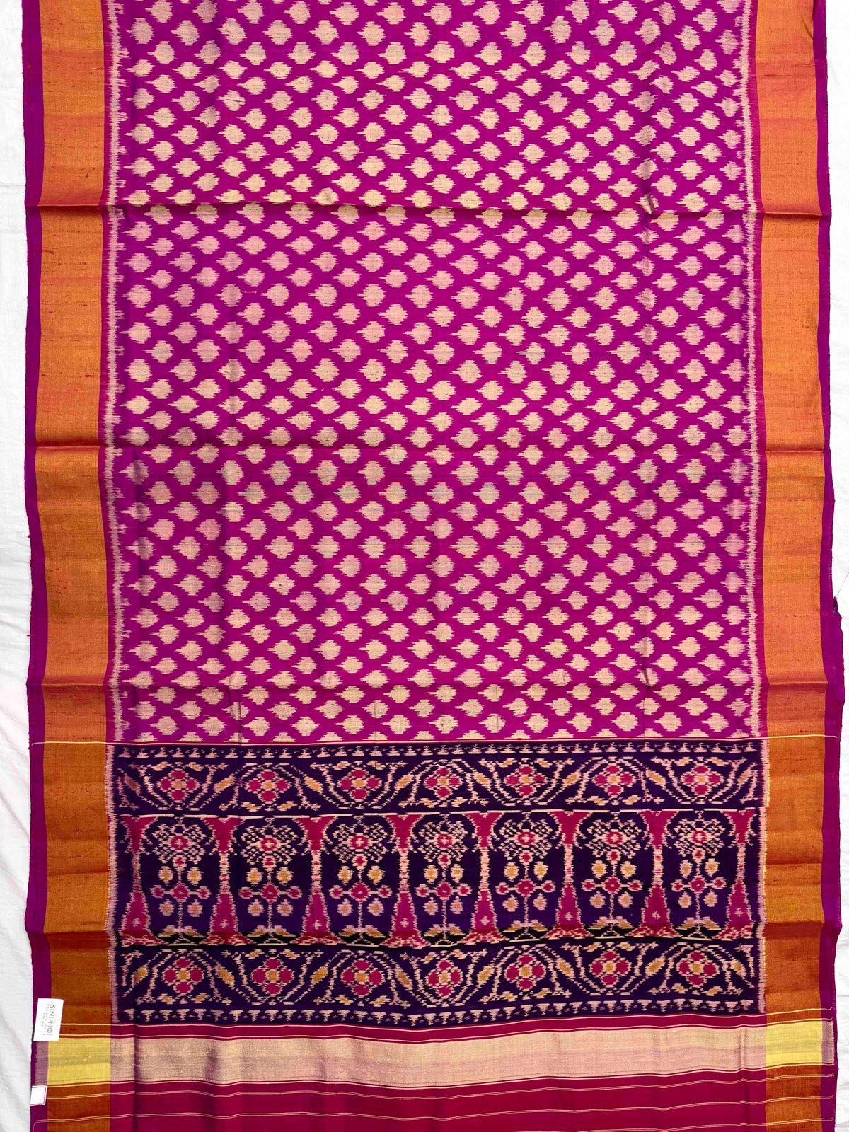 Magenta Pink Booty Raw Silk Rajkot Patola Saree