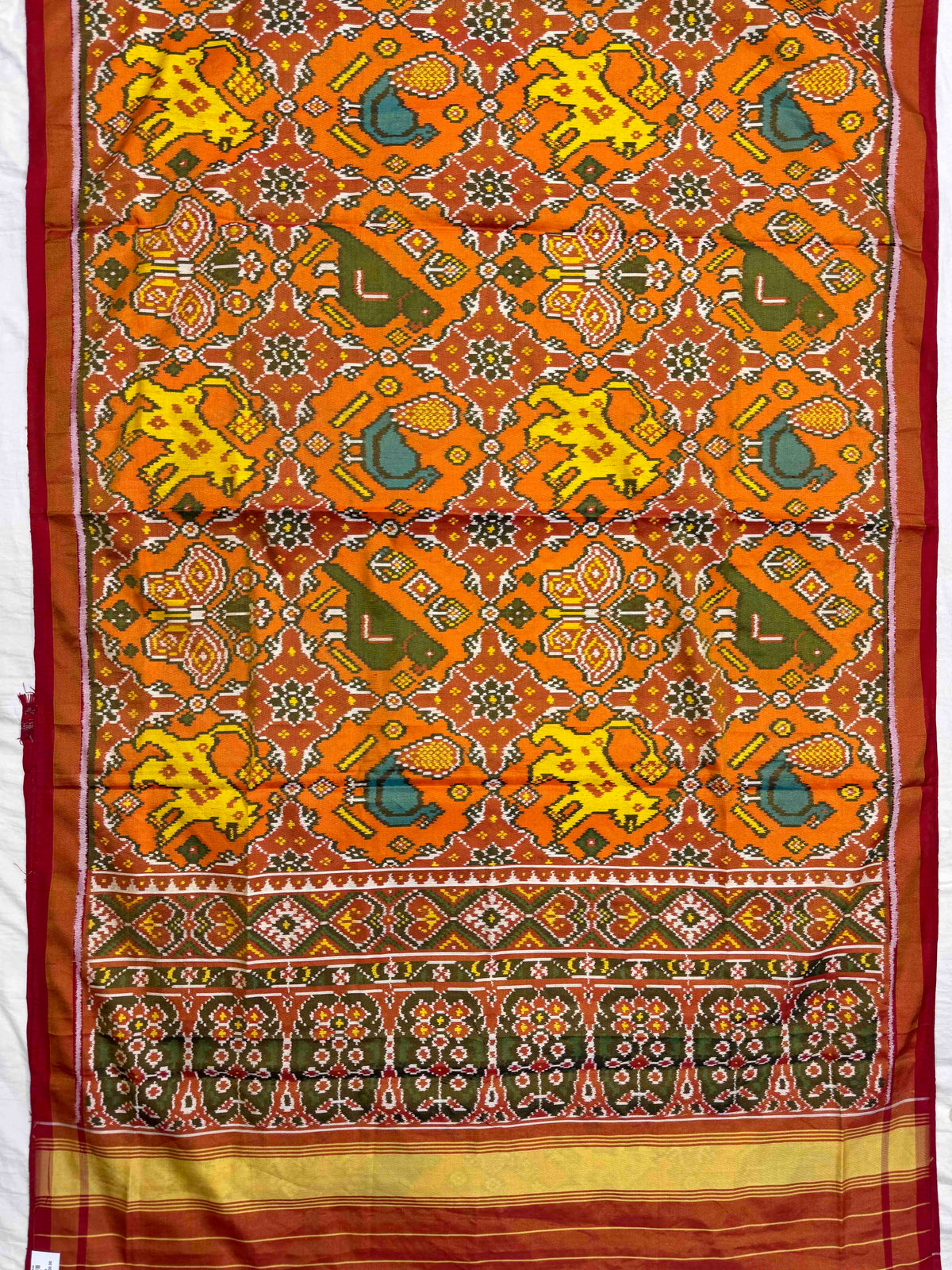 Red & Orange Big Figure Narikunj Chhabdi Tissue Patola Saree