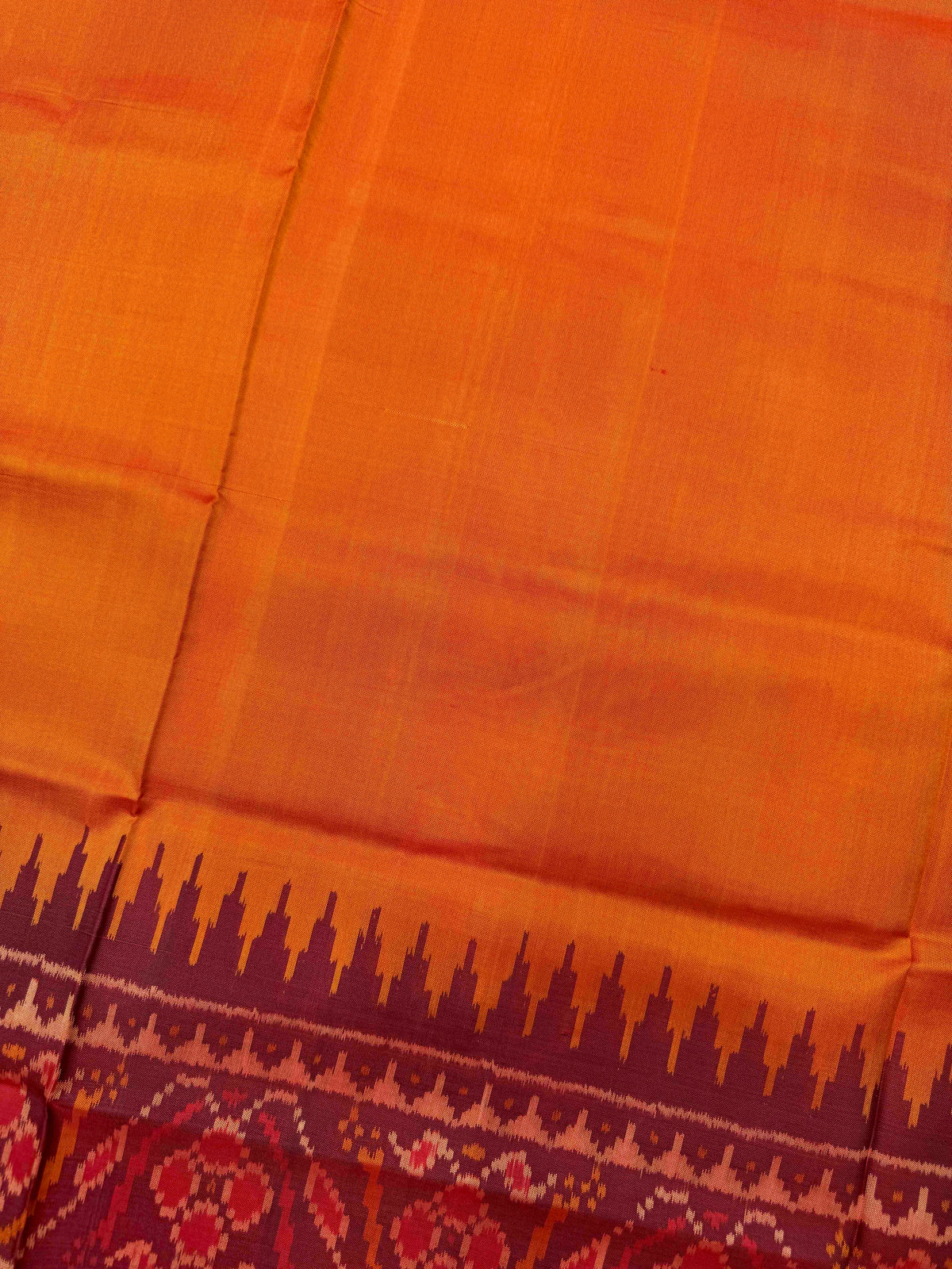 Maroon & Orange Plain Rajkot Patola Saree