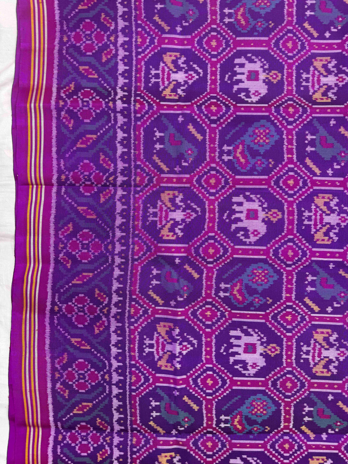 Purple Small Narikunj Single Ikat Patan Patola Saree