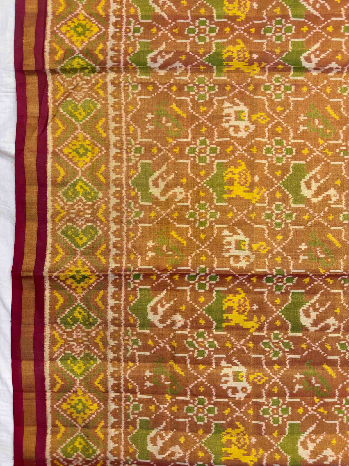 Maroon & Golden Small Star Narikunj Tissue Patola Dupatta