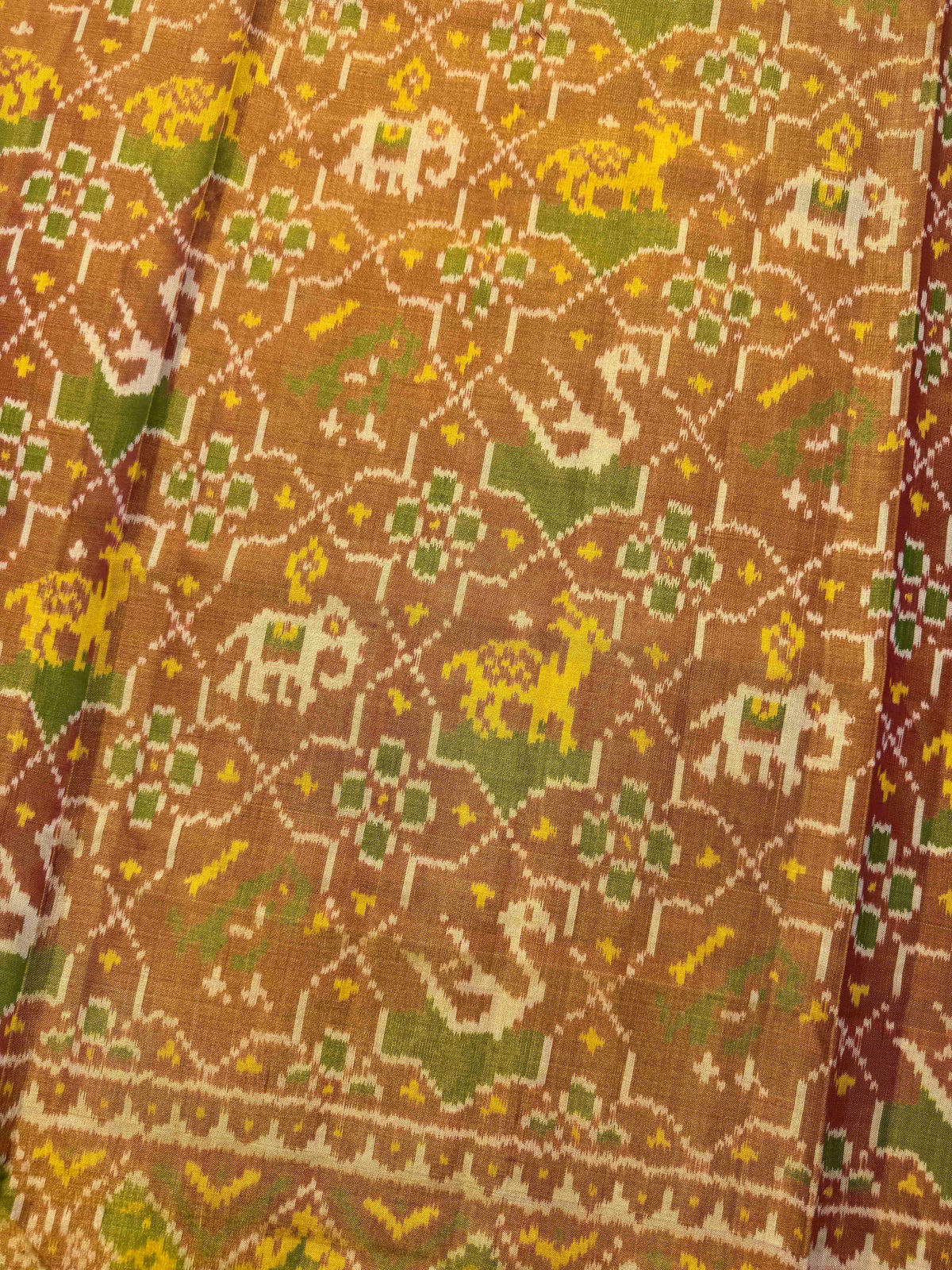 Maroon & Golden Small Star Narikunj Tissue Patola Dupatta