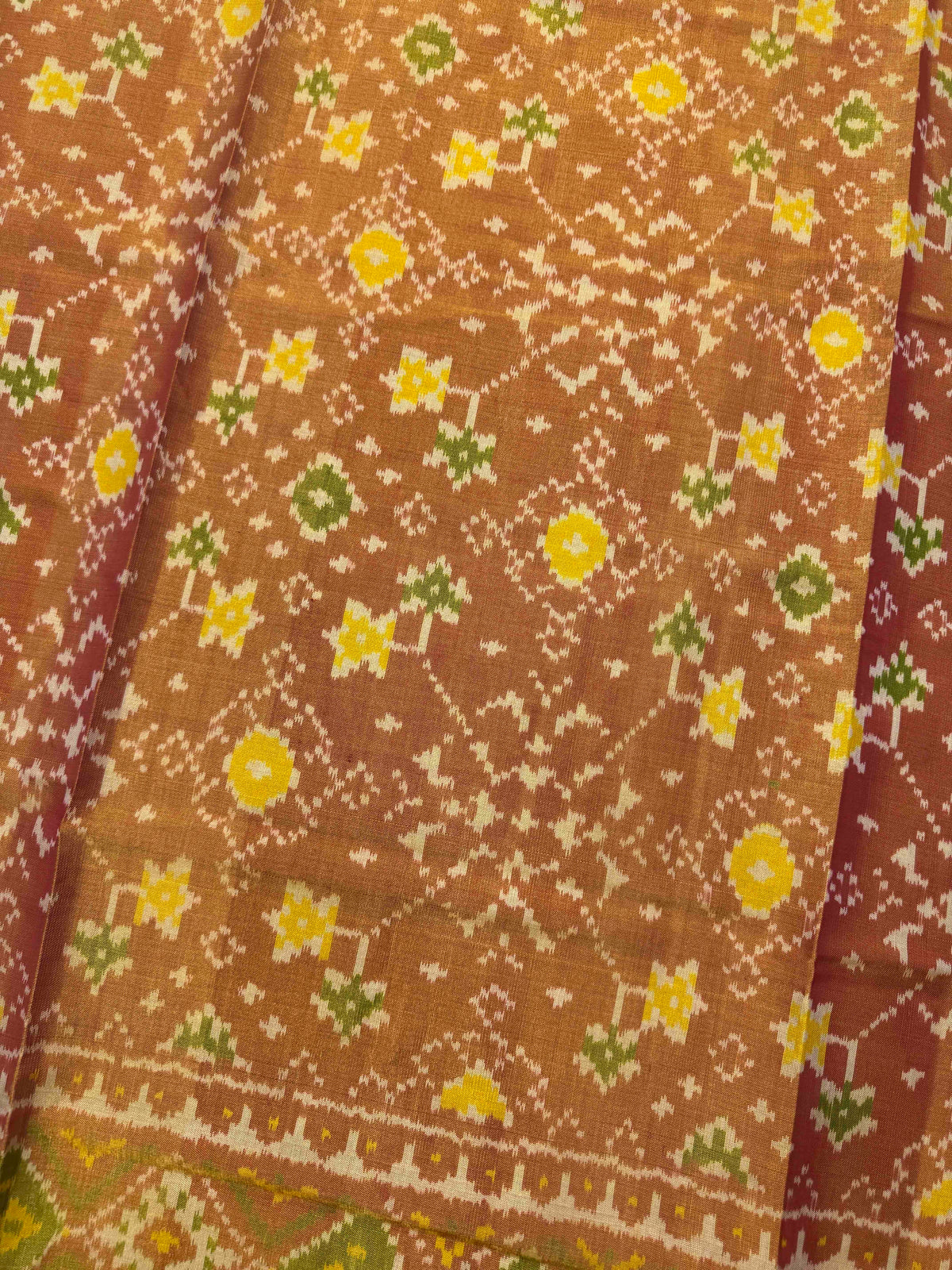 Maroon & Golden Navratan Tissue Patola Dupatta