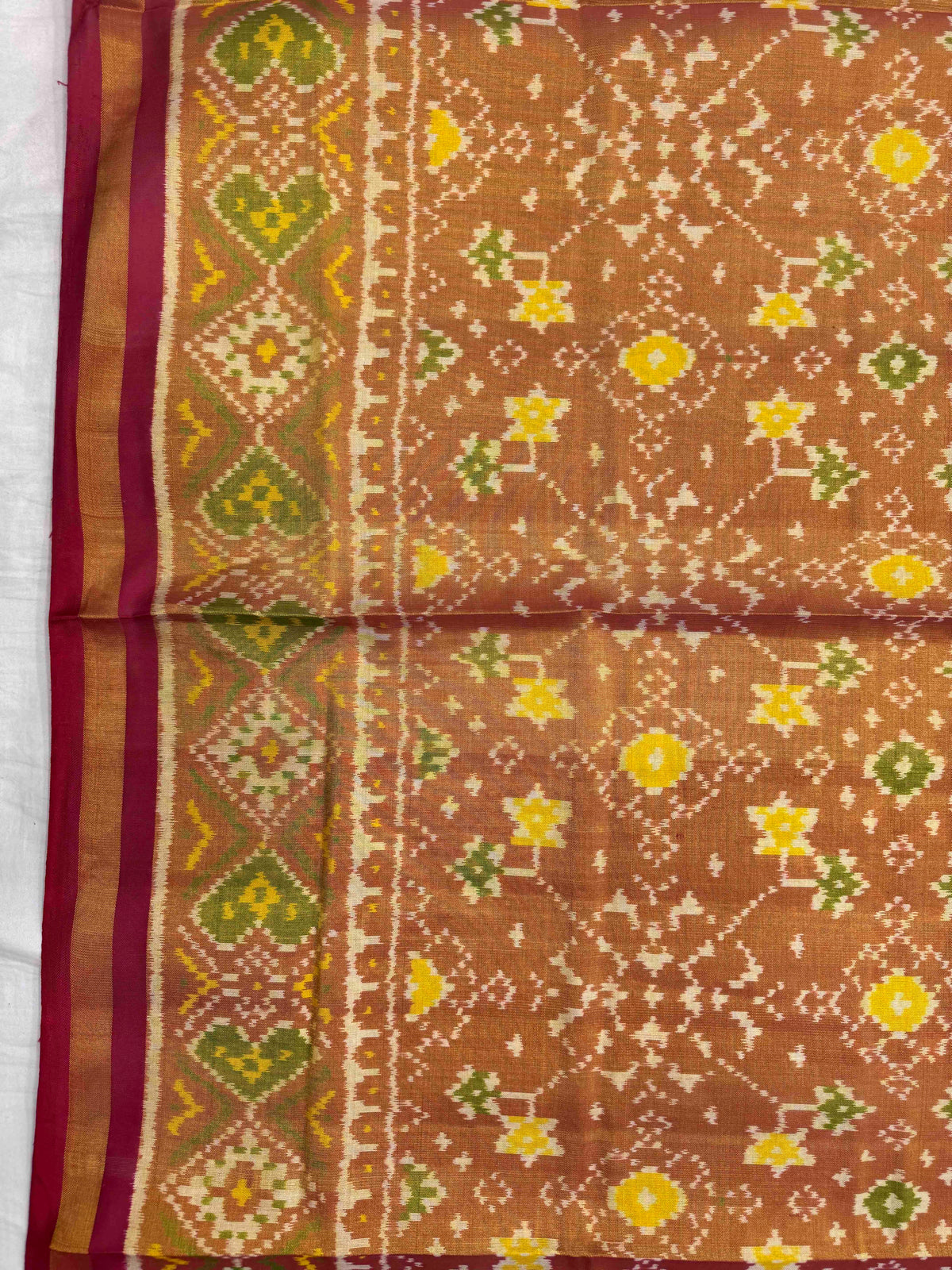 Maroon & Golden Navratan Tissue Patola Dupatta