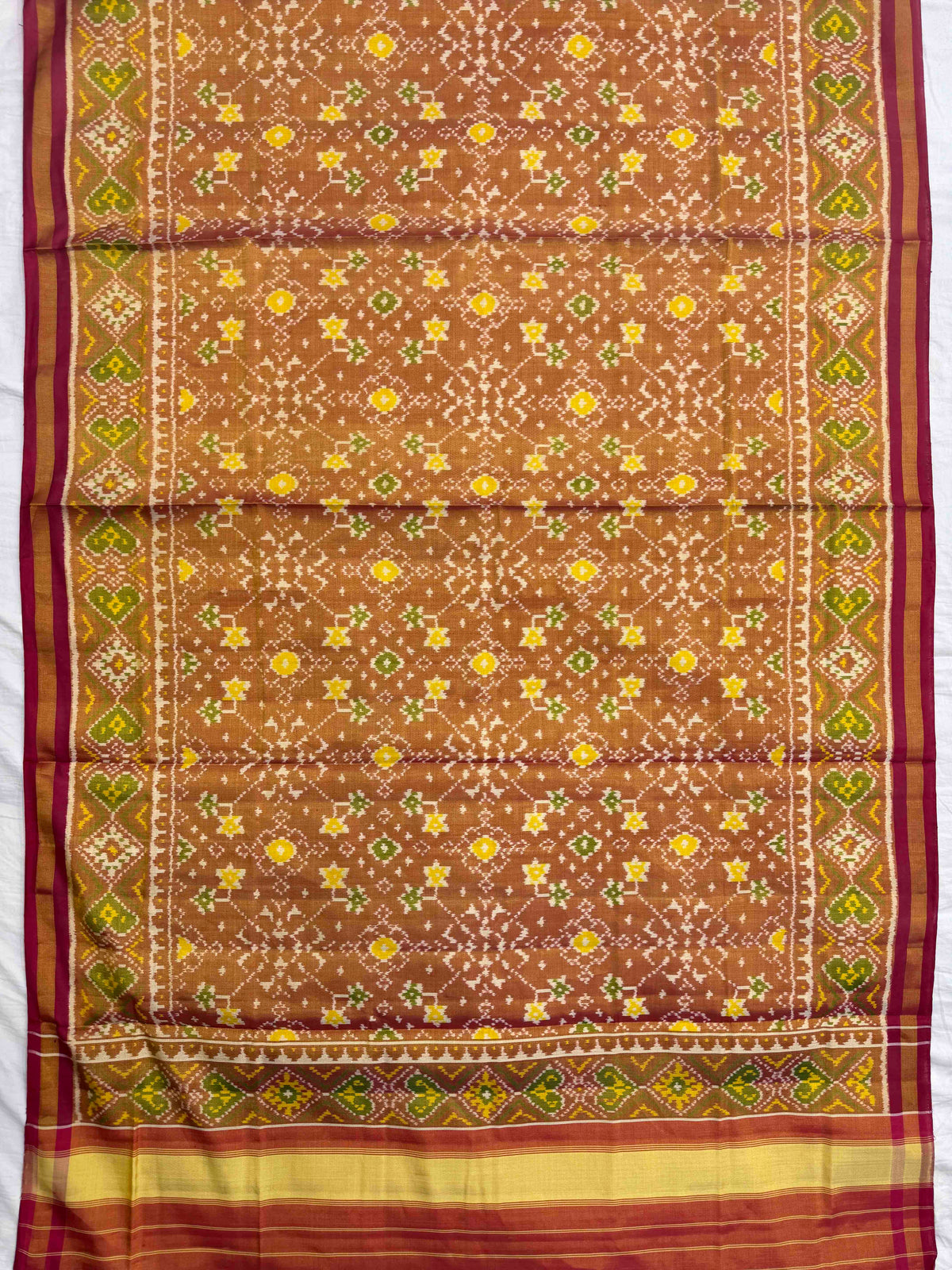 Maroon & Golden Navratan Tissue Patola Dupatta
