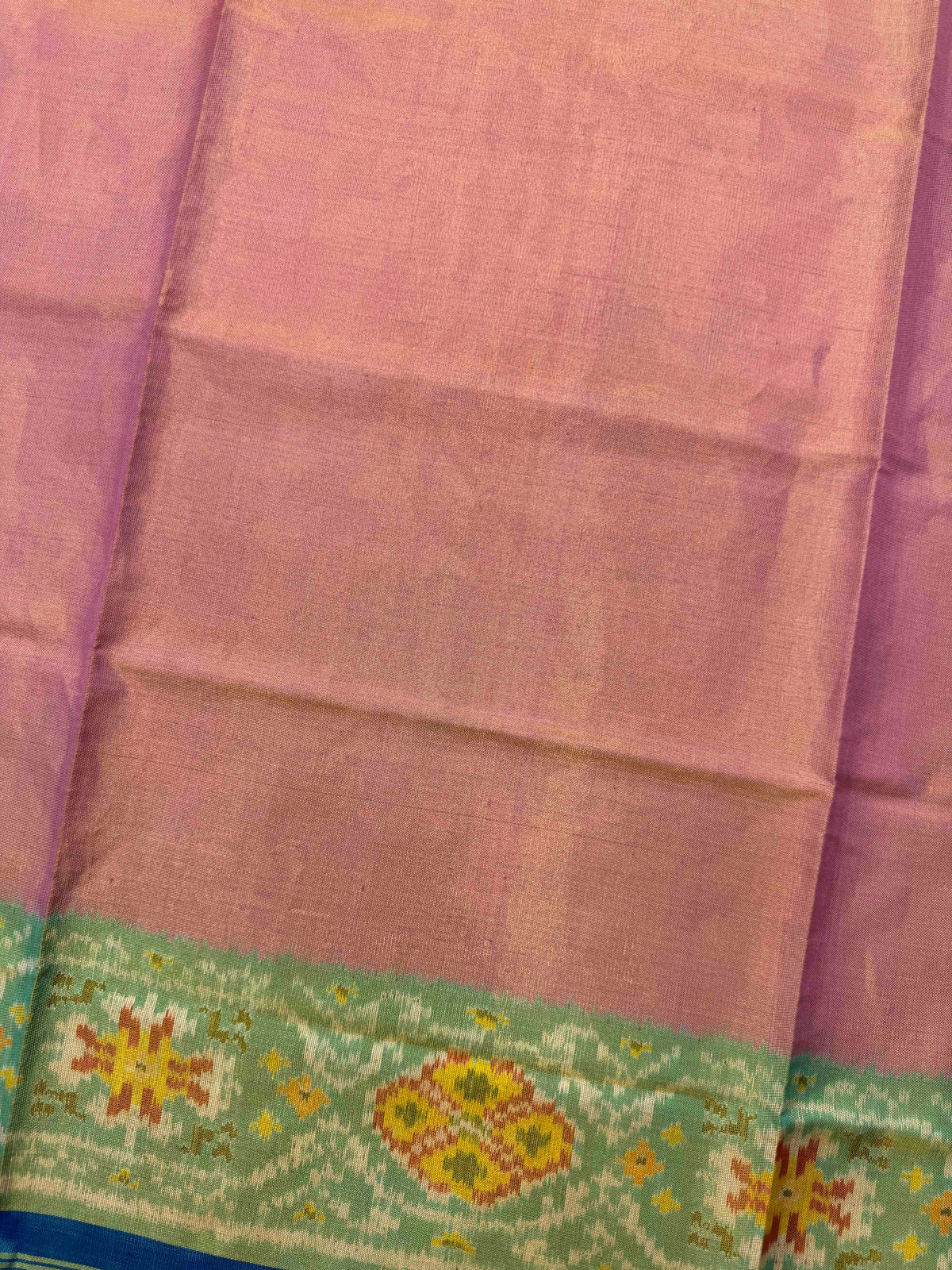 Turquoise & Peach Plain Tissue Patola Dupatta