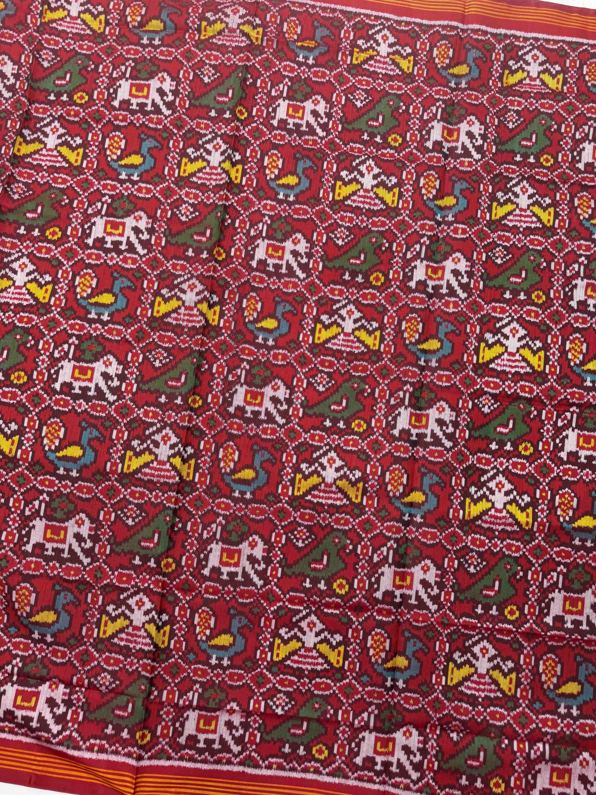 Red Narikunj Semi Double Ikat Patola Dupatta